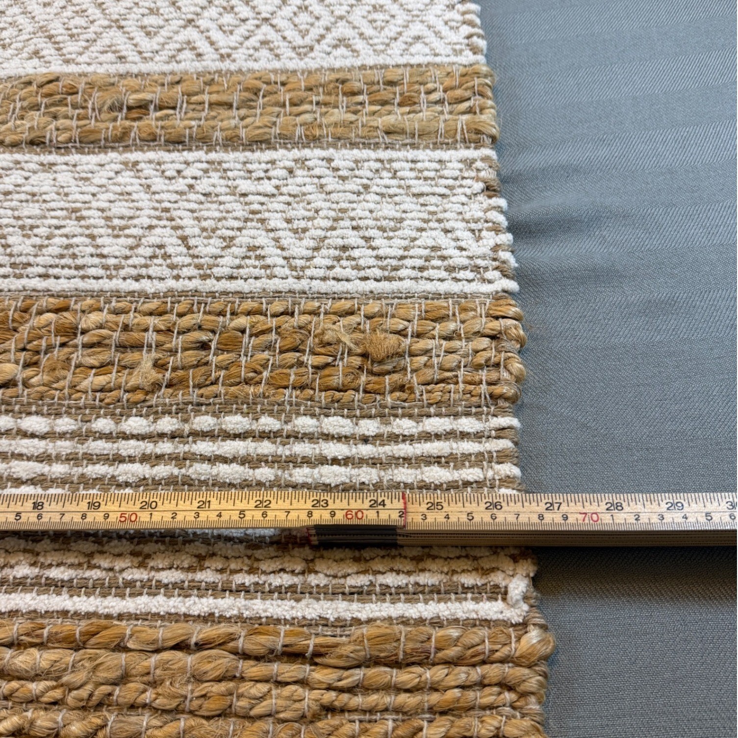 Tommy Bahama Jute Area Rug Natural Tan Cream Woven Geometric Striped 27×47