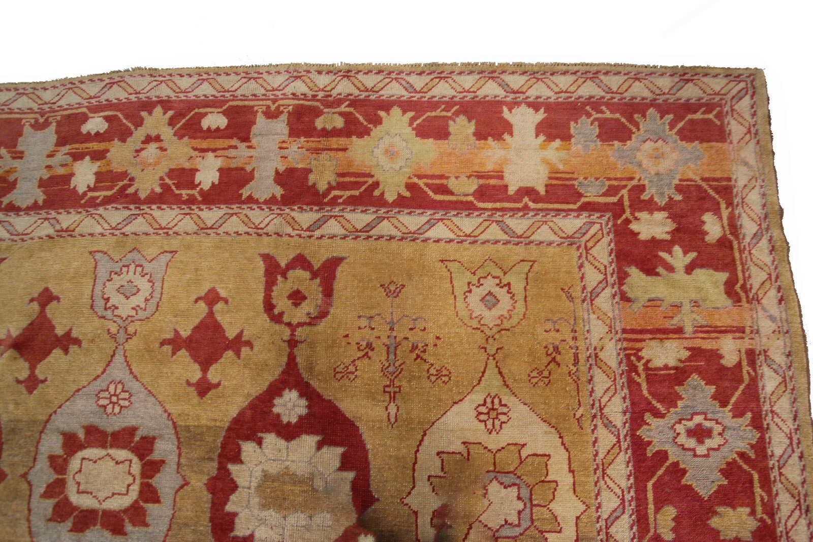12×15 Vintage Turkish Oushak Rug Geometric Art Nouveau 361cm x 463cm