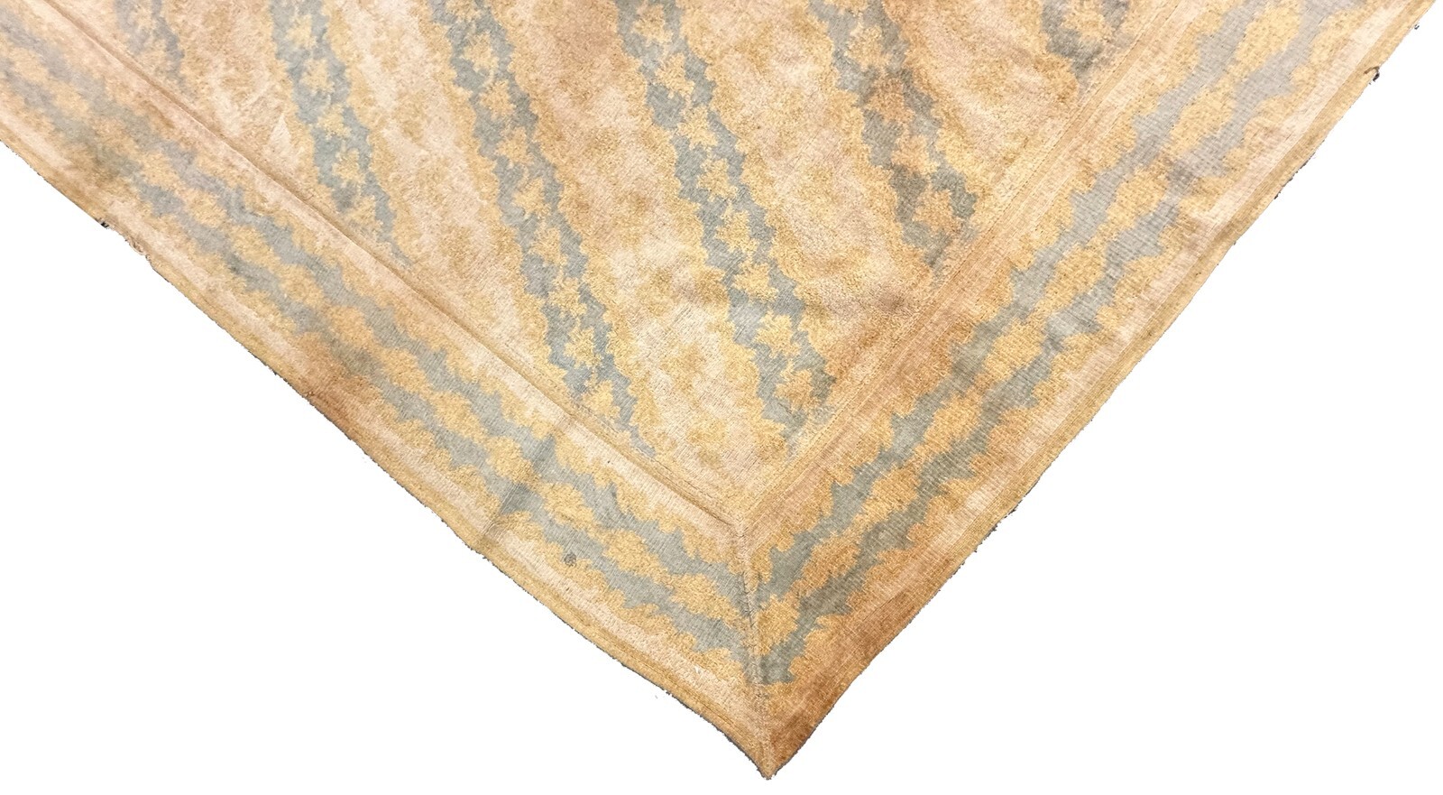 14×14 Vintage European Art Deco Geometric Handmade Area Rug Square As Is