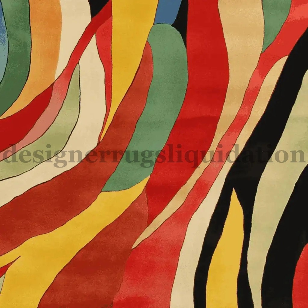 Modern Abstract Contemporary Handmade NewZealand Wool Square Multicolor Area Rug