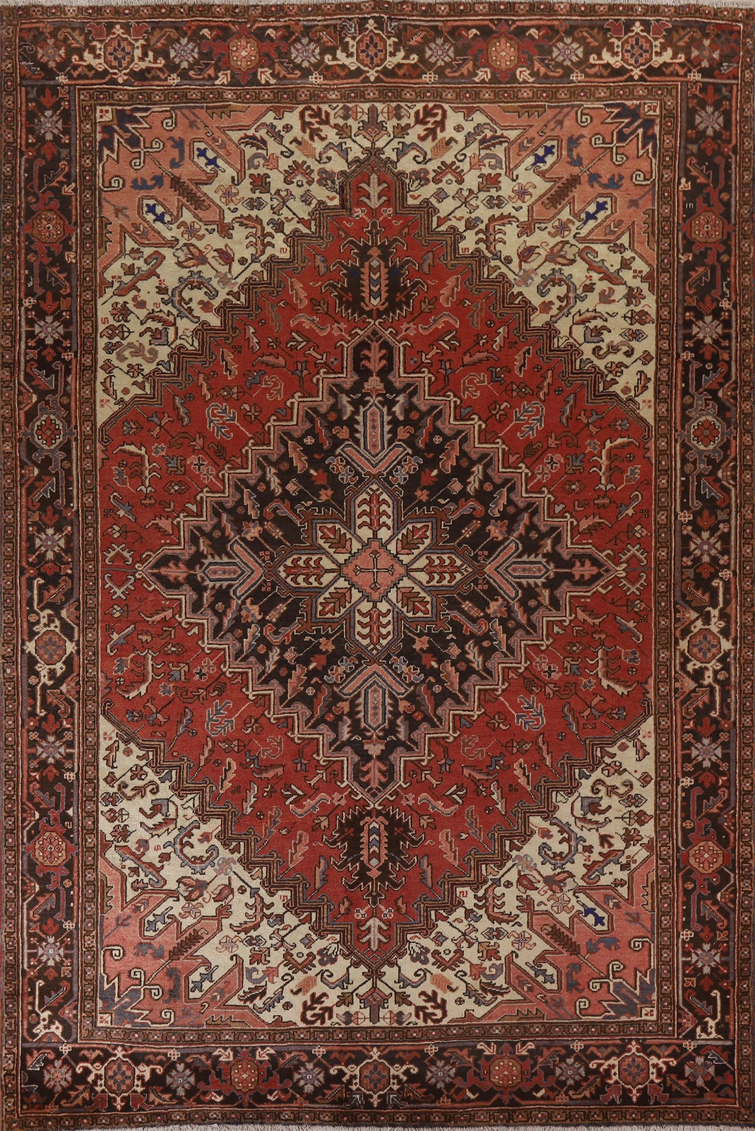 Classic Living Room Area Rug 8×11 Medallion Hand-knotted Vintage Rust Red Carpet