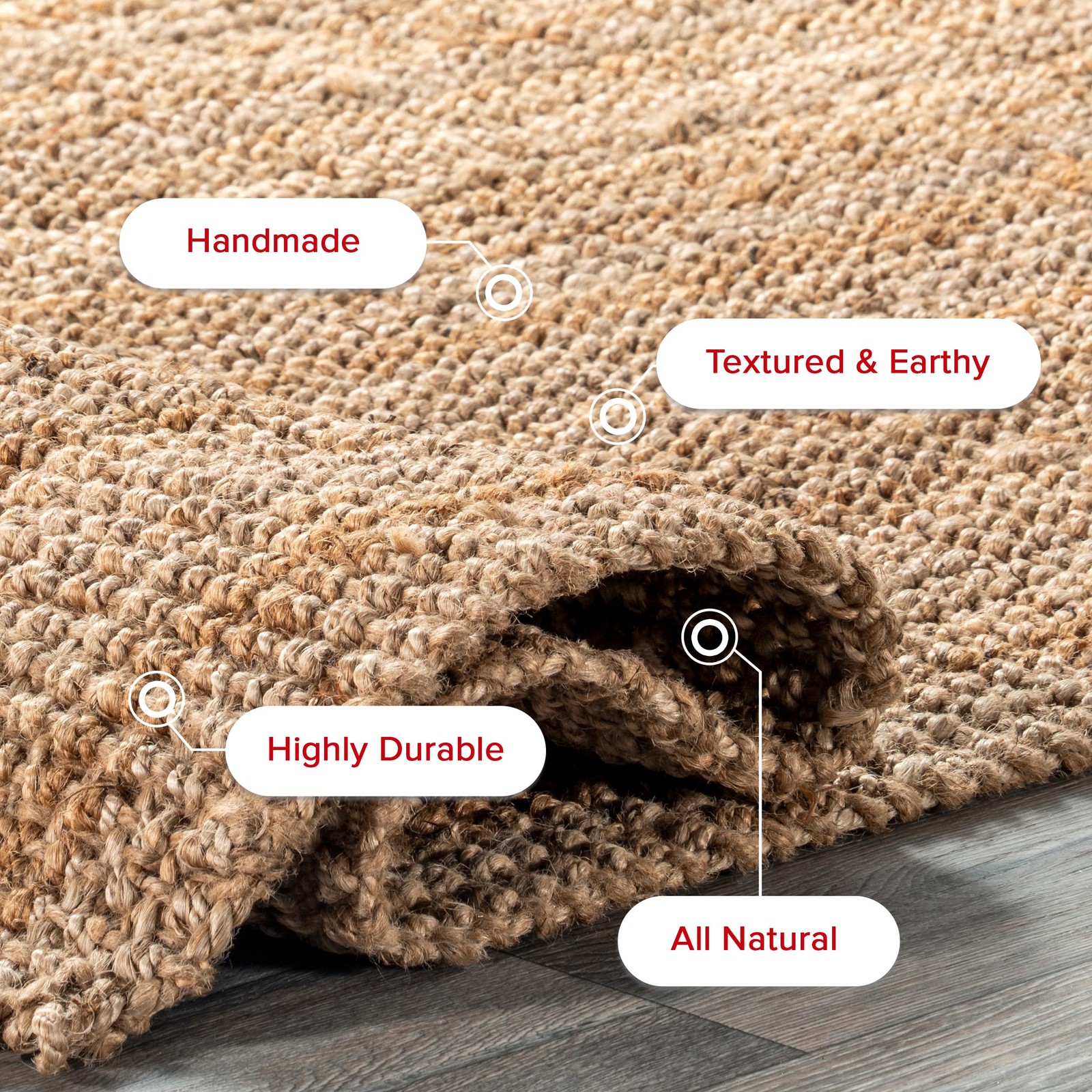 Nuloom Ashli Hand Woven Natural 5 X 8 Farmhouse Jute Soft And Textured High