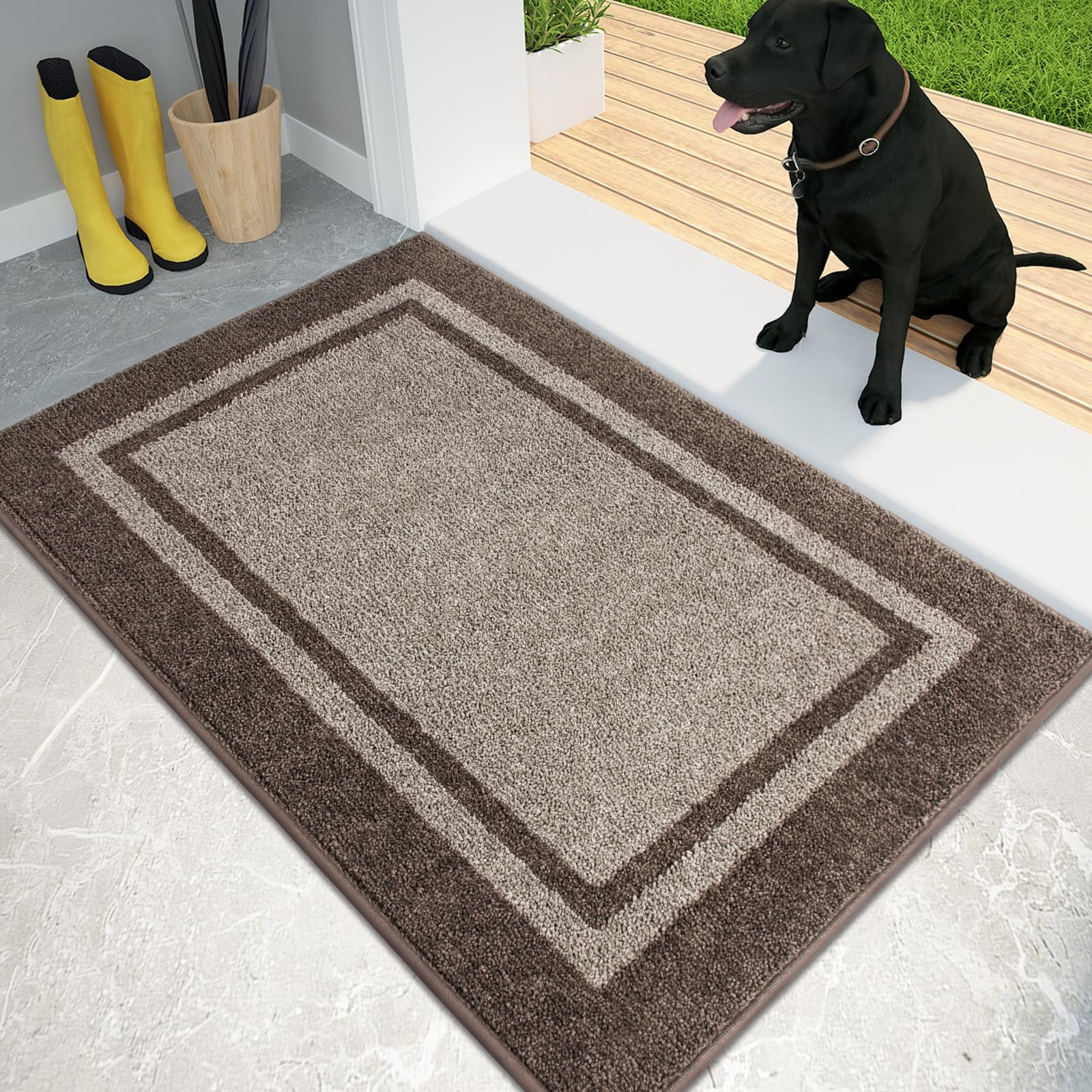 Dirt Trapping Door Mat 20″ x 32″, Non-Slip Machine Washable Entryway Rug, Ent…