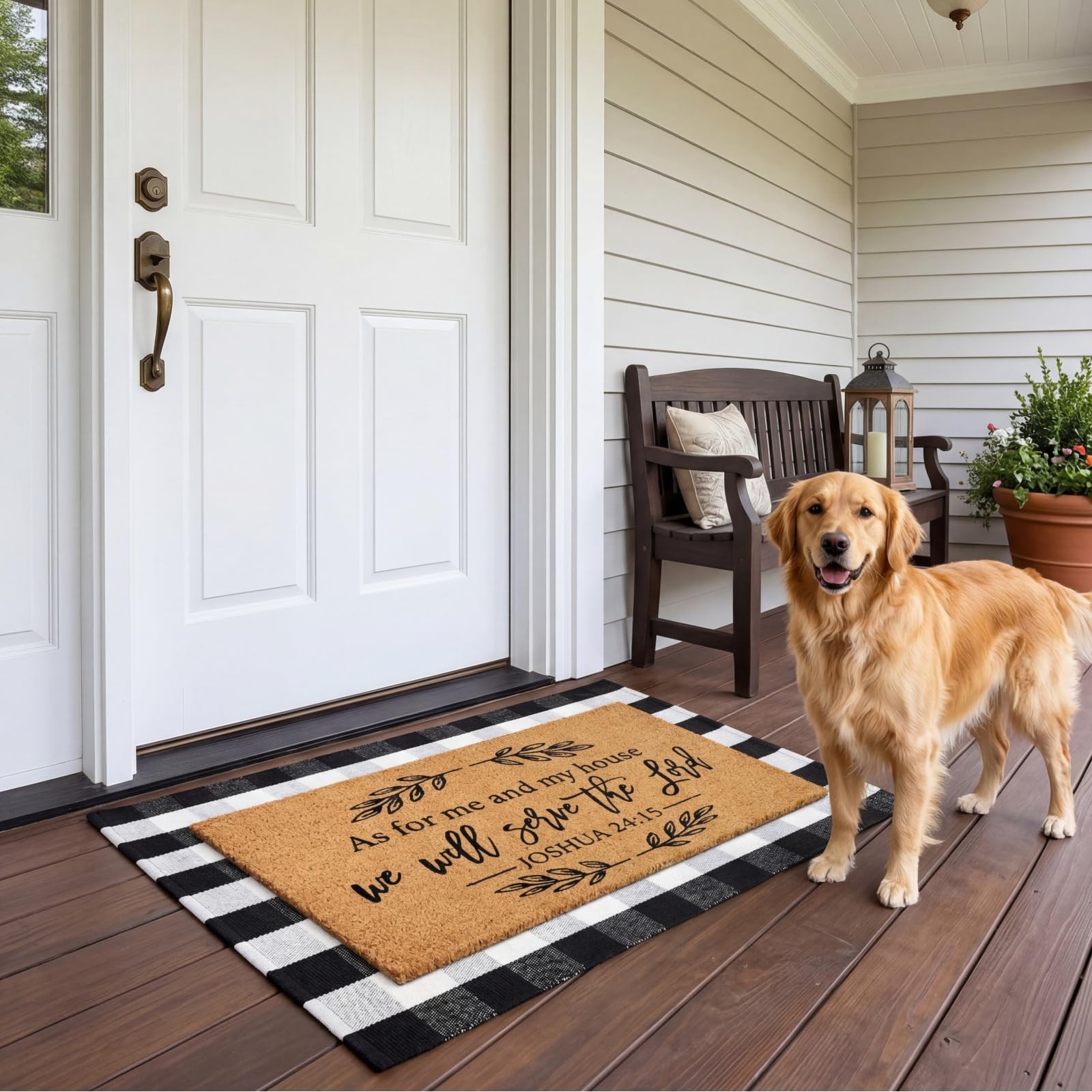 2 Pcs Christian Door Mat 24” x 35” Black and White Striped Outdoor Rug 16”…