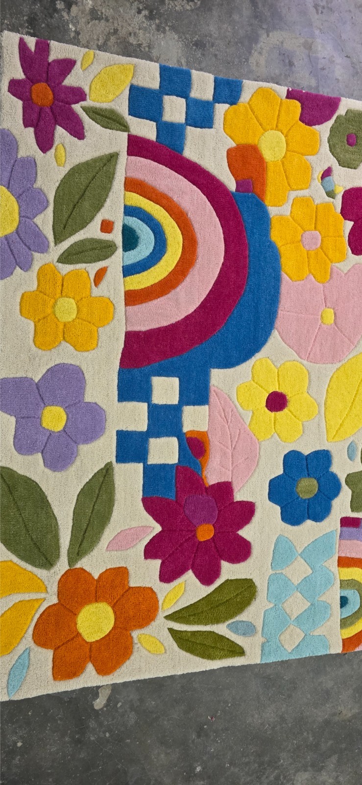 Boho Bloom Rainbow Hand-Tufted Floral Area Rug – Multicolor Handmade Carpet