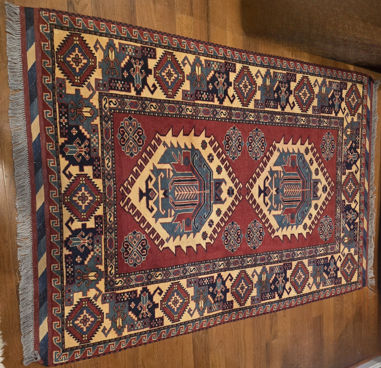 4×6 Hand-Knotted Kazak Wool Rug
