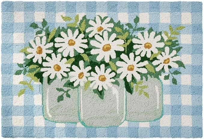 Peking Handicraft – Daisies in Jars 23″ x 36″ Hooked Rug – 30SJM11049C03