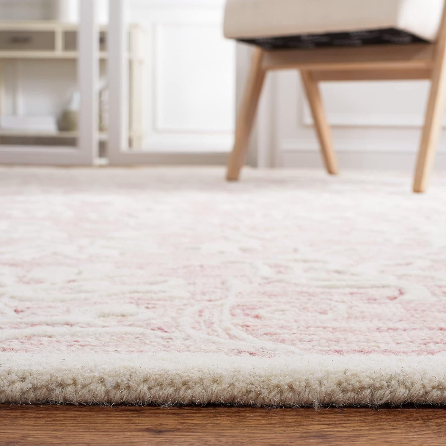 Handmade Wool Area Rug 8×10 – Metro Collection Pink & Ivory for Any Room