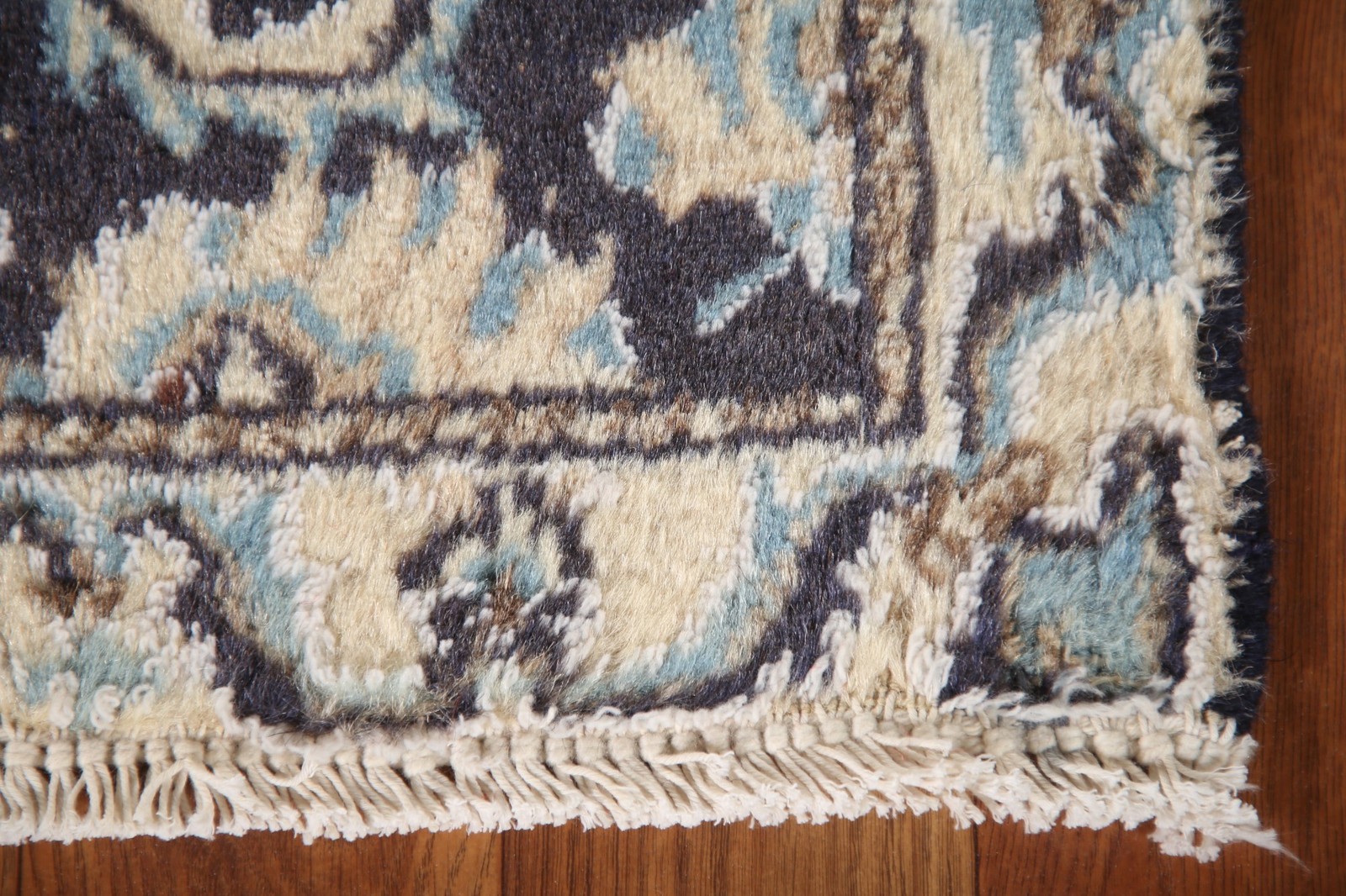 Navy Blue Floral Accent Rug 2×3 Hand-knotted Wool Traditional Vintage Carpet