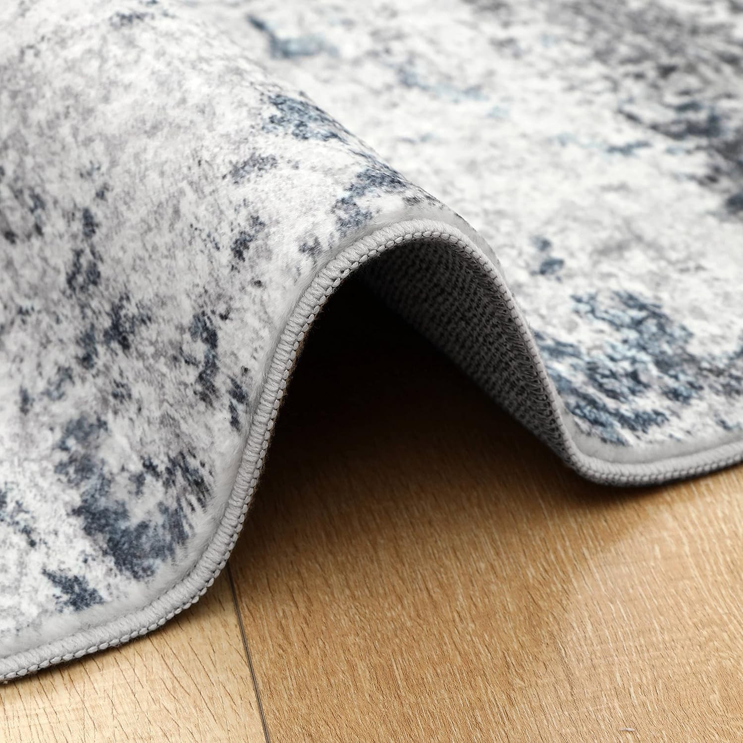 Abstract Area Rug Gray Blue 36×60 Inches Soft Washable Indoor Carpet 3×5