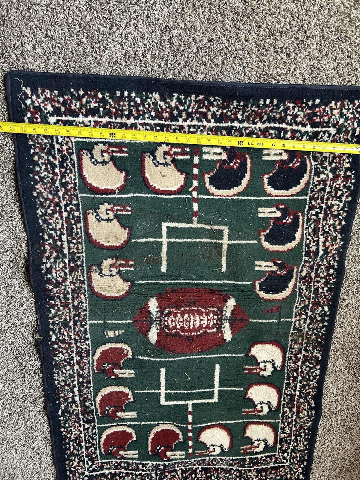 Football Field Pictorial Area Rug 24x36in Green Red White Sports Theme