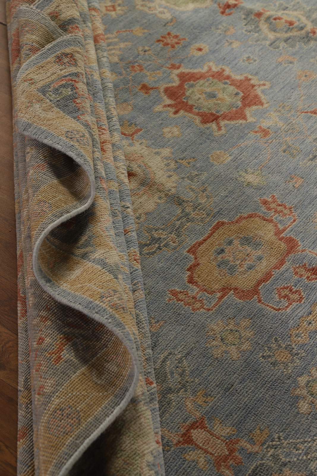 Vegetable Dye Authentic Oushak Turkish Rug 9×12 ft Handmade Wool Carpet
