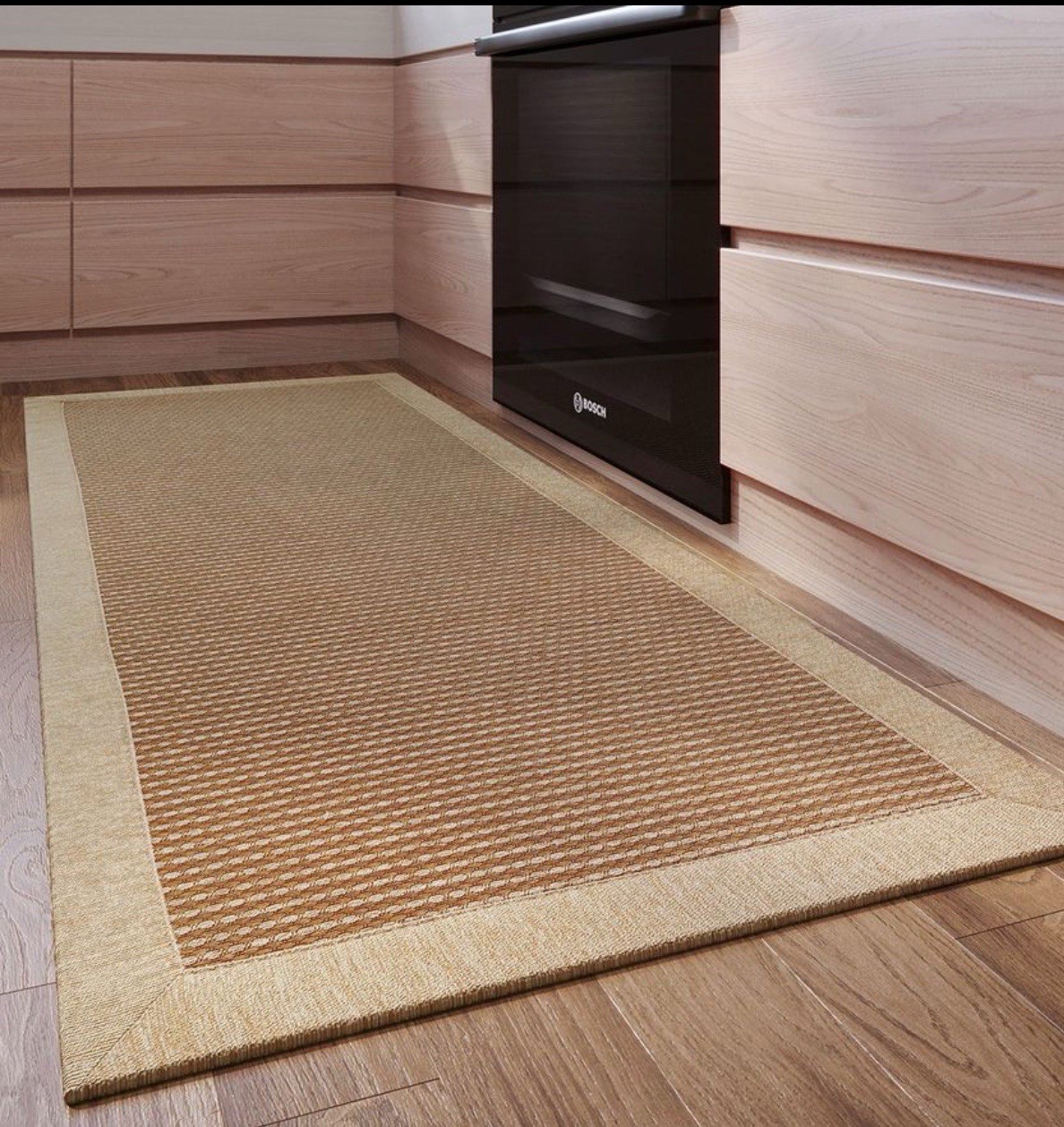 Washable Rug 24”x40” Non Skid Absorbent Light Coffee Border Runner