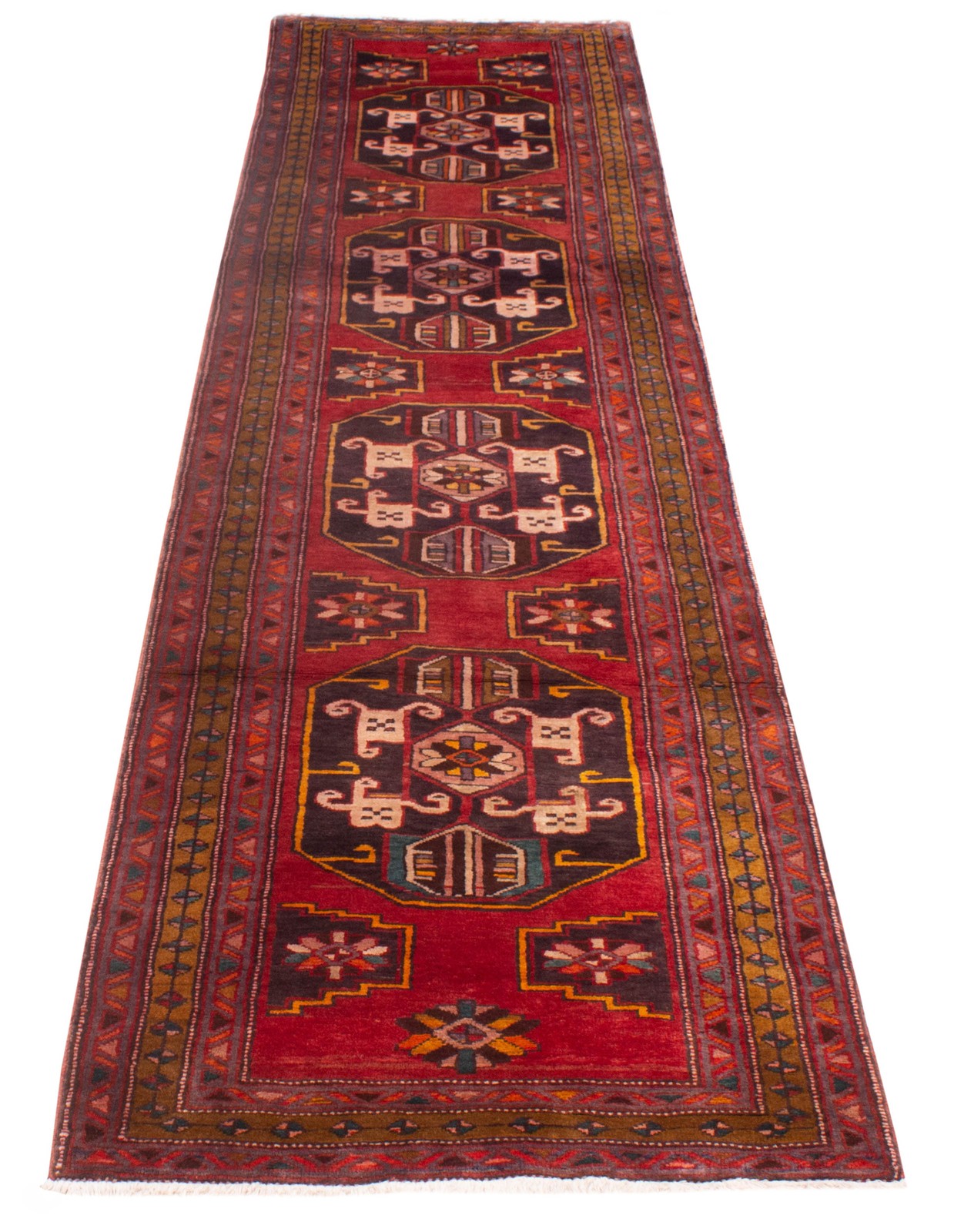 3’7″ x 13’11” Vintage Hand-knotted Runner Rug Traditional Oriental Wool Carpet