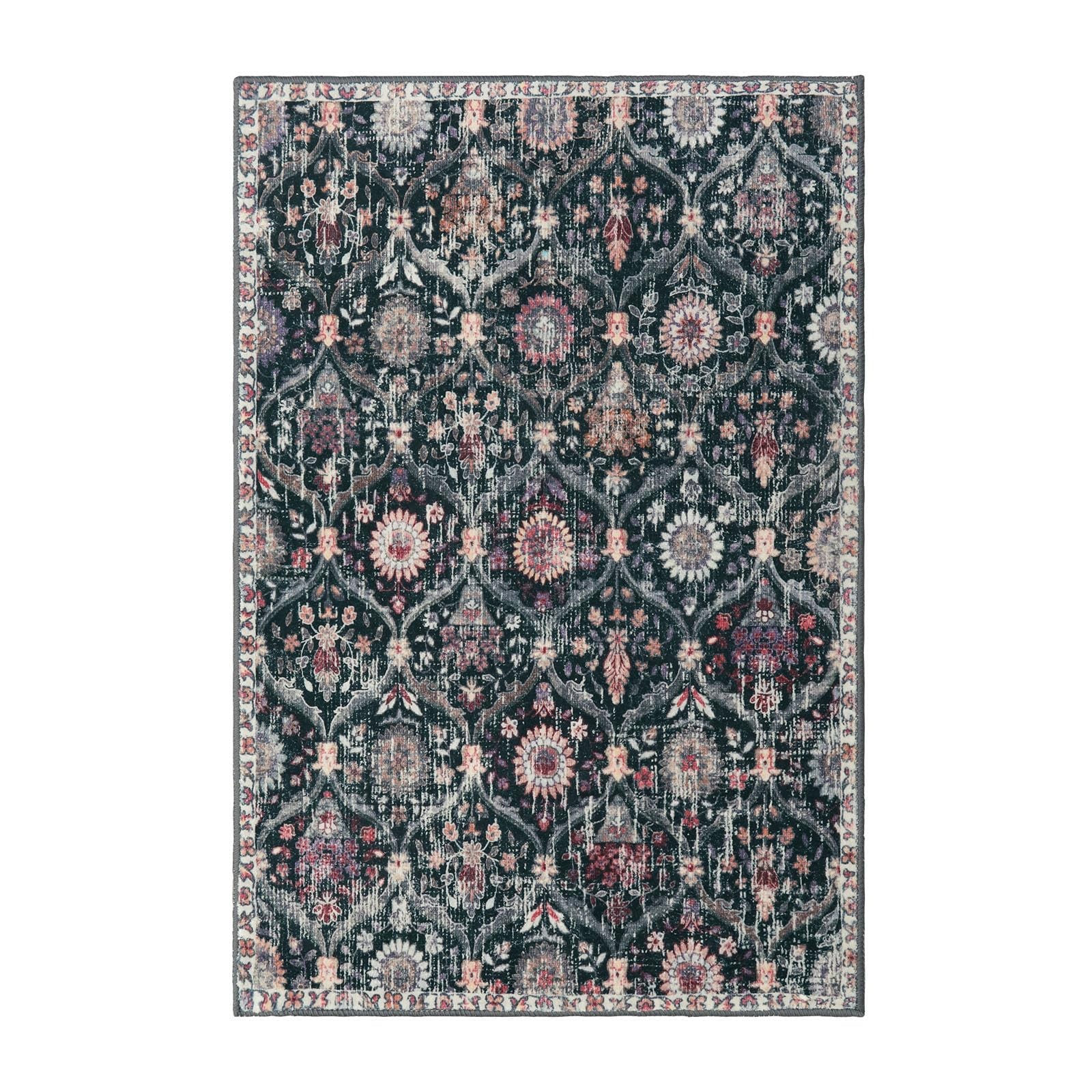 Moroccan Trellis Washable Rug, 2×3 Entryway Rugs for Kitchen Bathroom, Non-Sl…