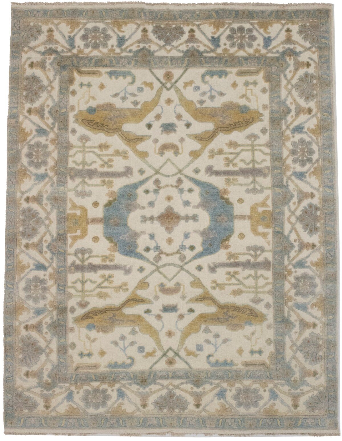8X10 ft Handmade Oushak Floral Oriental Rug High-Relief Hand-Carved Décor Carpet