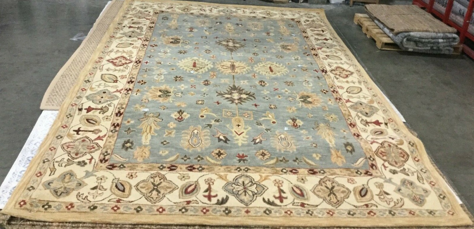 BLUE / IVORY 9′-6″ X 13′-6″ Back Stain Rug, Reduced Price 1172635662 AN547A-10