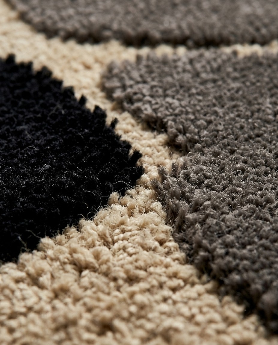 Premium Hand Tufted Wool Area Rug Modern Abstract Geometric Beige Black Gray Rug