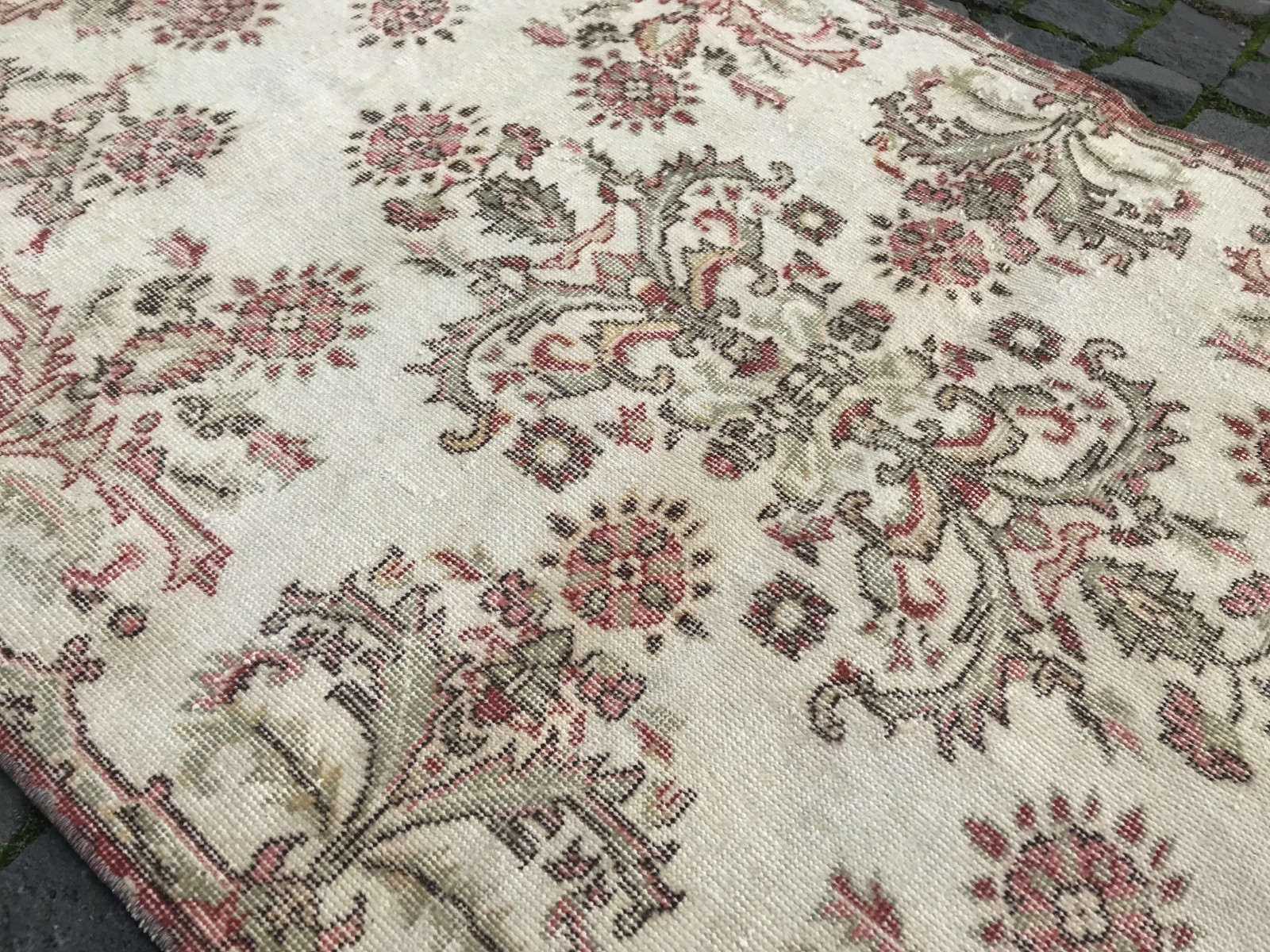 Bohemian Area Rug Handmade Wool Rug Turkish Vintage Traditional Rug 3,6 x 7,0 ft