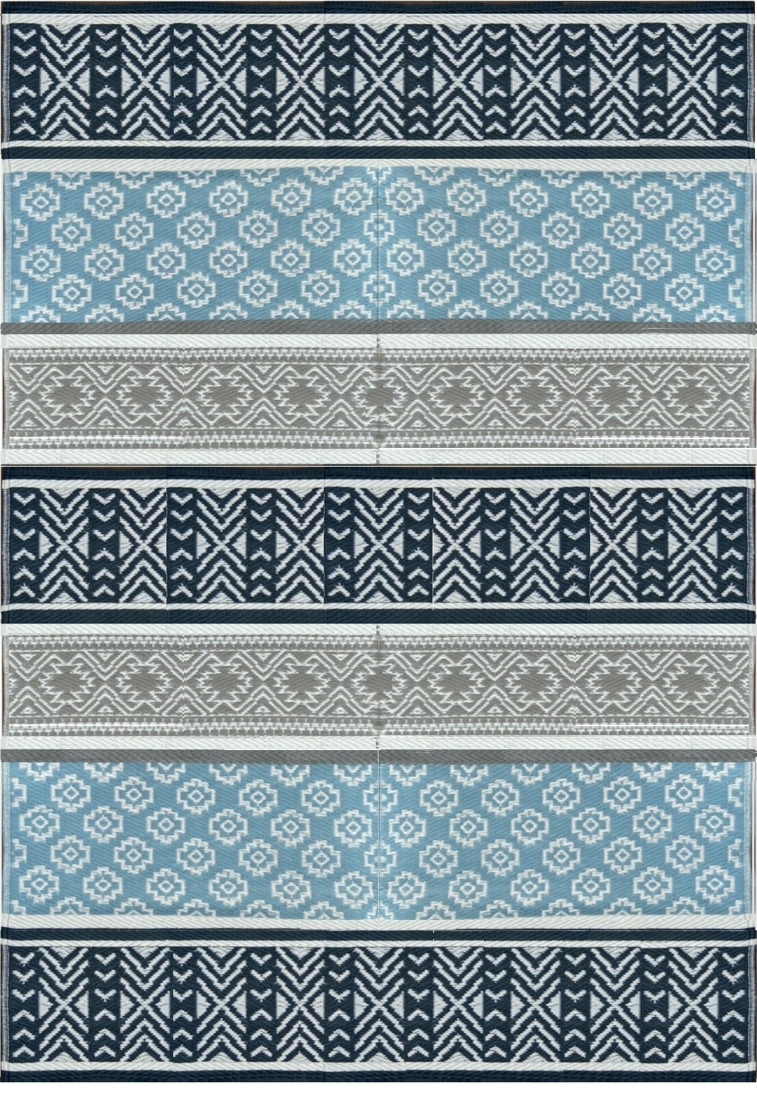 6’x9′ Outdoor rugs Patio Plastic Straw waterproof Grey,Teal camper Used-Display