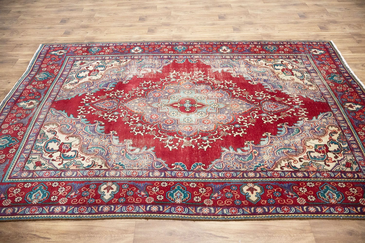 Semi-Antique Distressed Floral Oriental Wool Rug Home Decor Carpet 6’4×9’5 Ft