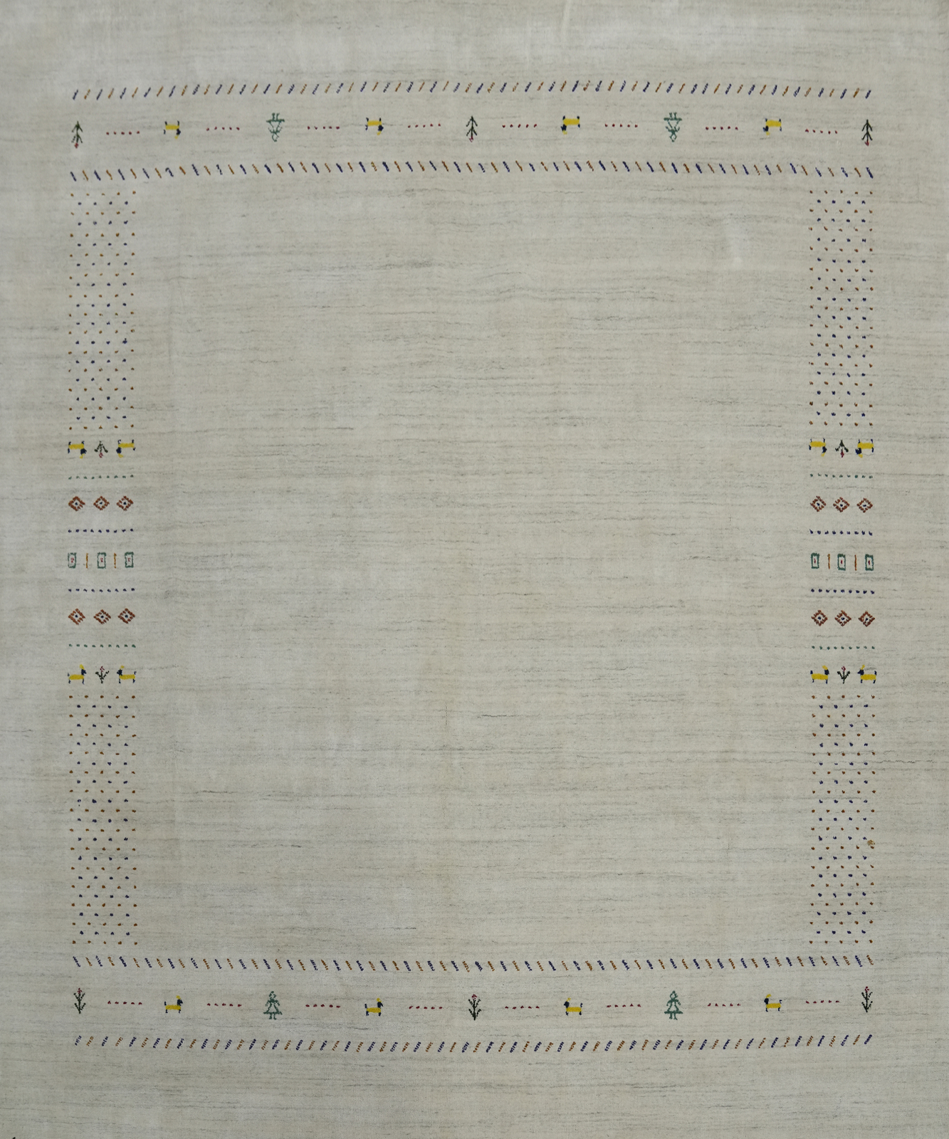 High-quality Ivory Hand-woven Wool Square Rug Durable Gabbeh Rug 9×9 ft