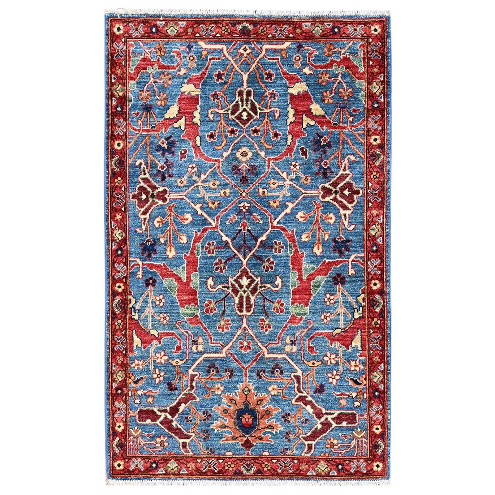 3’x4’10” Marlin Blue Bijar Garus Design High Mountain Wool Hand Knotted Rug 2379