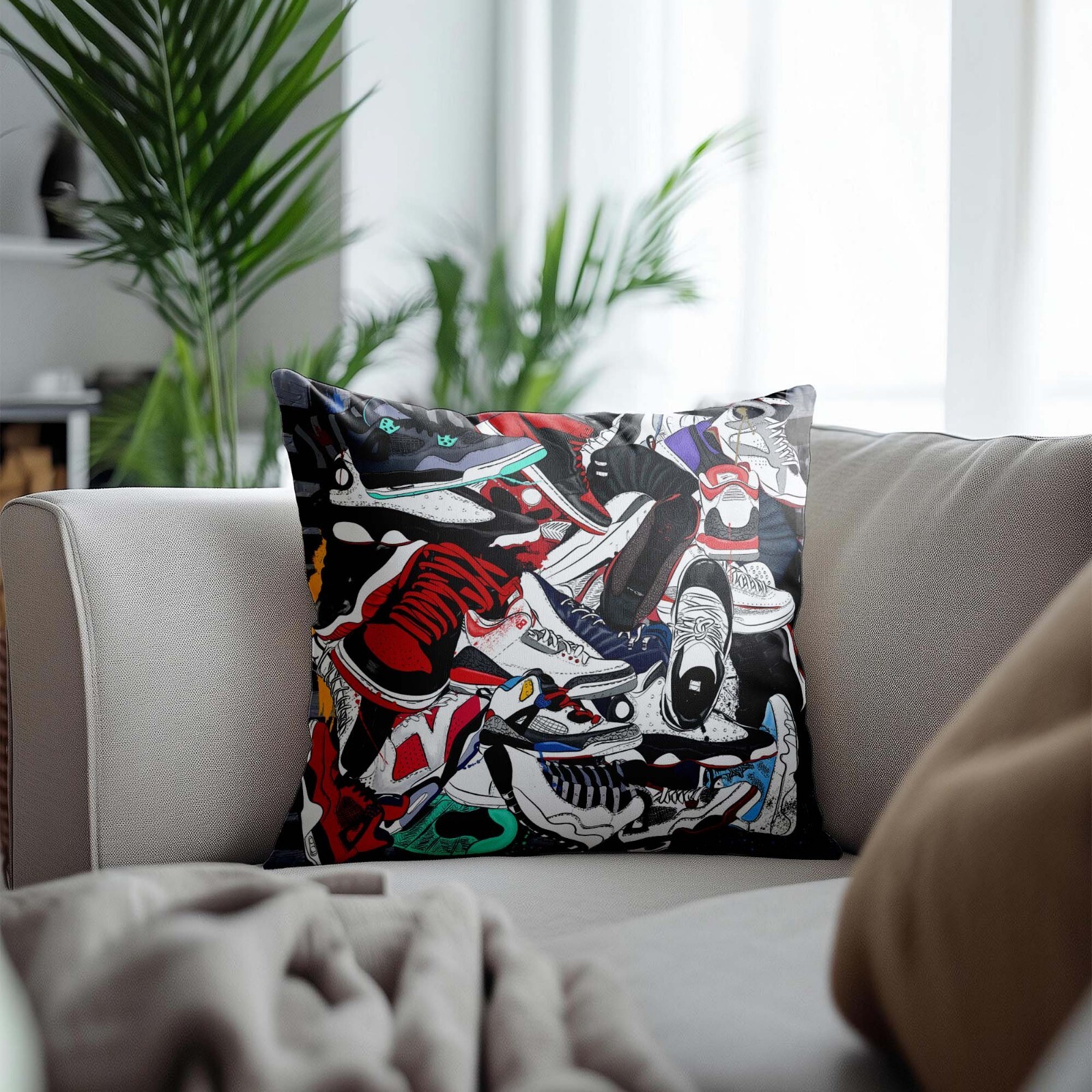 Sneakers Shoes Patterned Pillow Cover, Sneakers Pillow Case