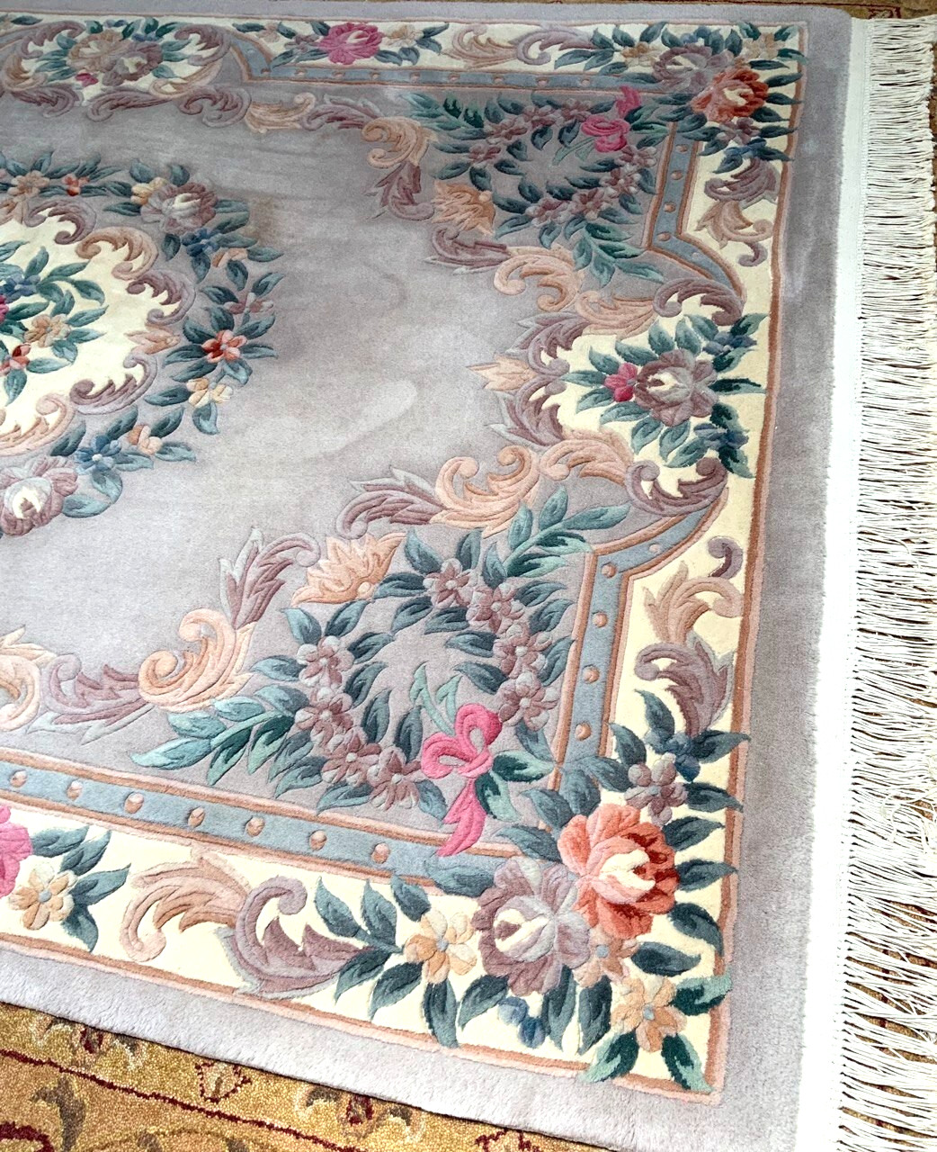 CHINESE HAND KNOTTED 100% HIGH Q-Y WOOL 90 LINE THICK VINTAGE ORIENTAL RUG