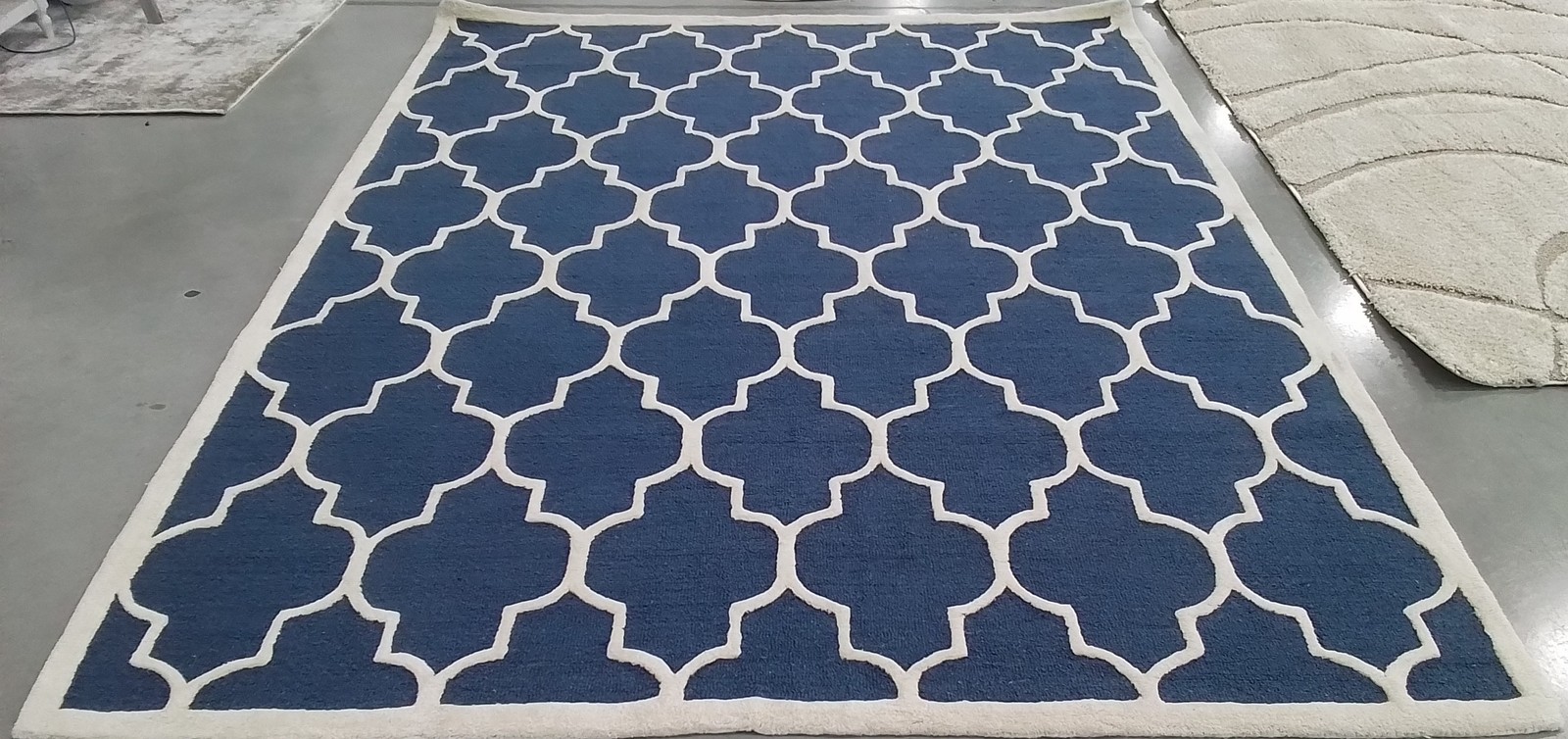 NAVY / IVORY 7′-6″ x 9′-6″ Back Stain Rug, Reduced Price 1172794414 CAM134G-810