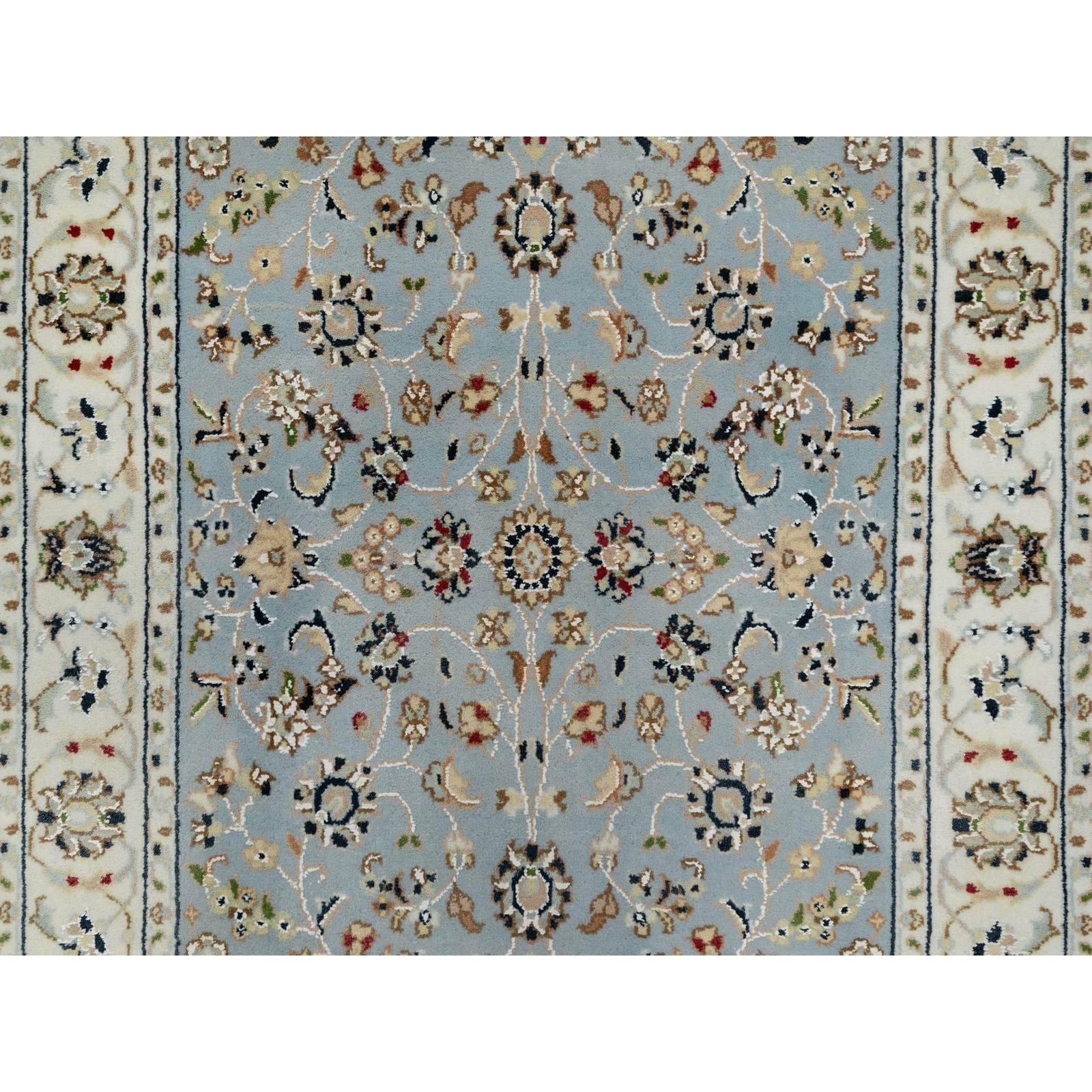 2’8″x10’3″ Light Blue 250 KPSI Nain Wool and Silk Hand Knotted Runner Rug R91010