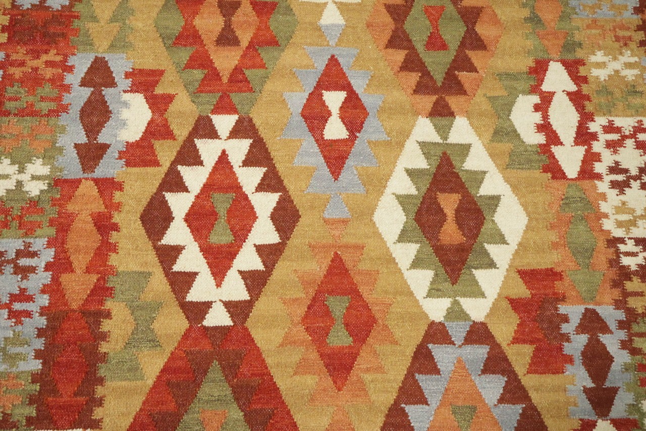Vibrant 5×8 Geometric Patterns Modern Flat-Woven Wool Rug