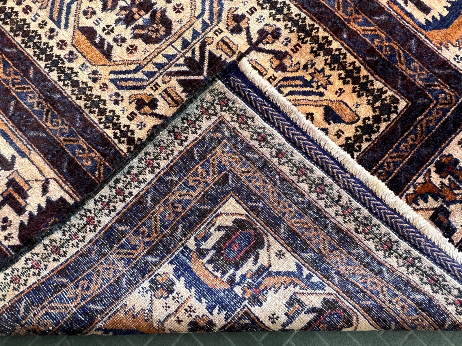 Vintage Afghan Baluchi Rug – Wool Tribal Carpet, 3’7 x 6’10, Boho Home Decor