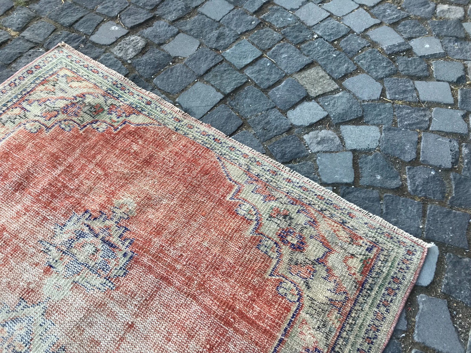 Bohemian Area Rug Handmade Wool Rug Turkish Vintage Traditional Rug 4,1 x 6,5 ft