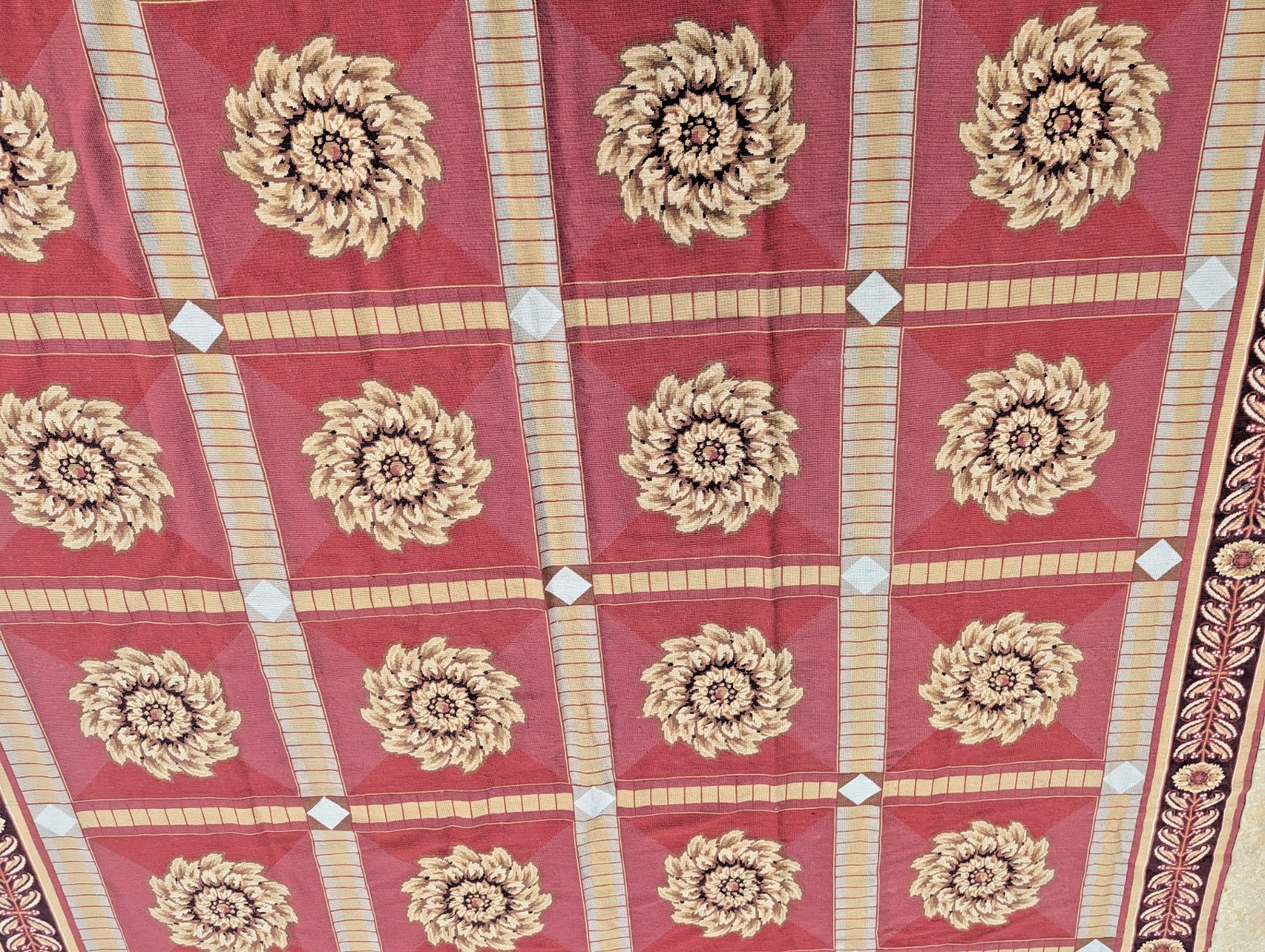 amazing vintage French Aubusson hand knotted medallion Needlepoint wool Rug 9×12