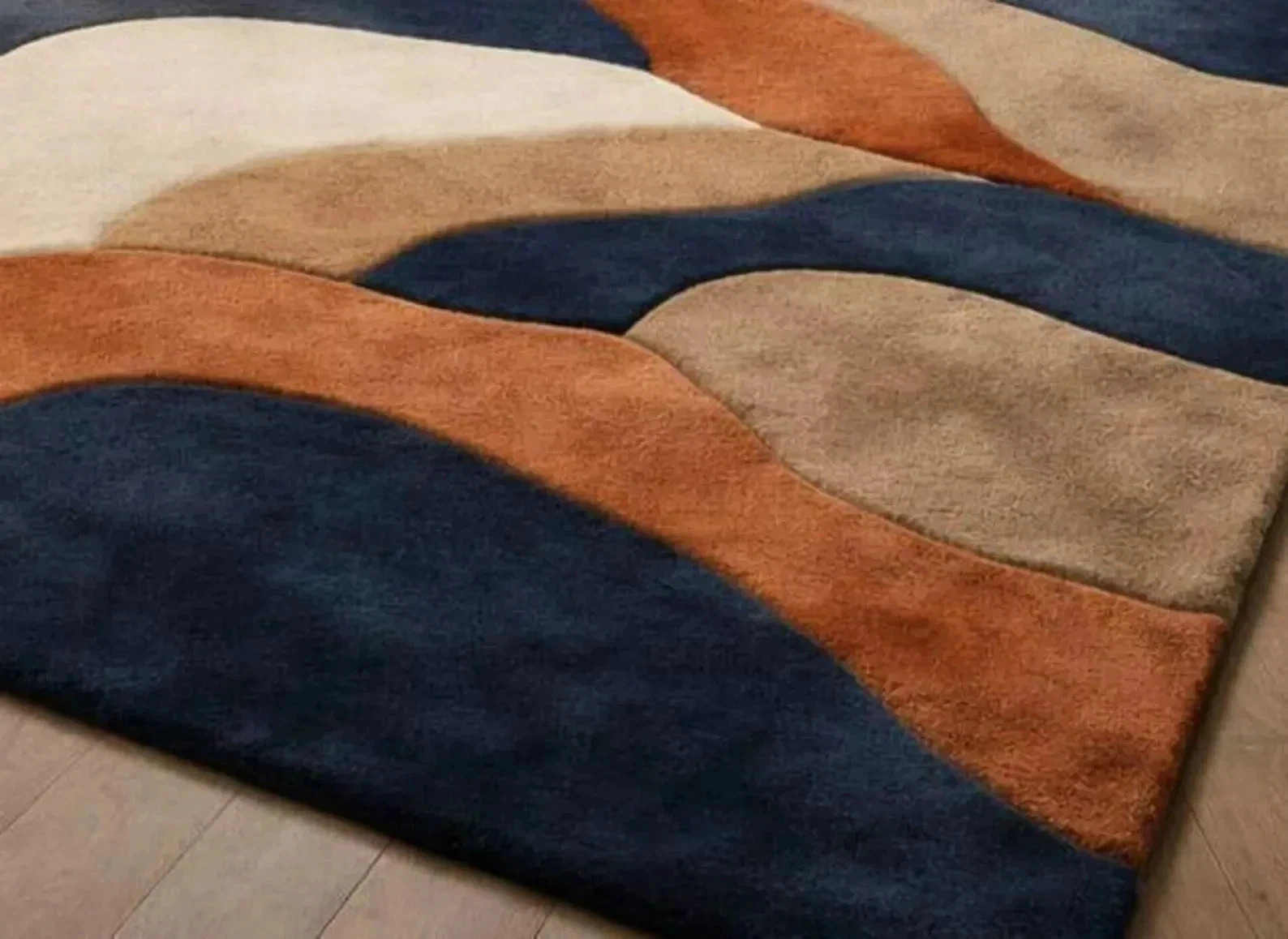 Rug Hand Tufted Midnight Wave Sculpted Wool Area Rug – Modern Abstract Area Rug