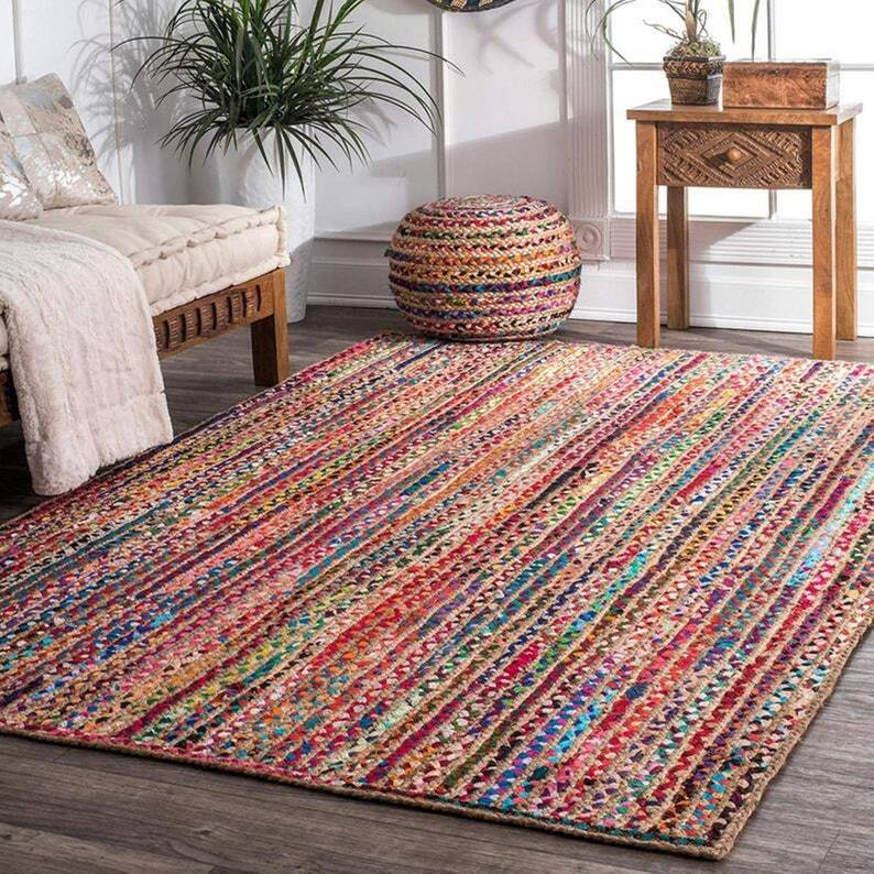 Bohemian Rug Runner Braided Rug Rag Mat Area Rug Floor Rug Home Decor Rug Patio