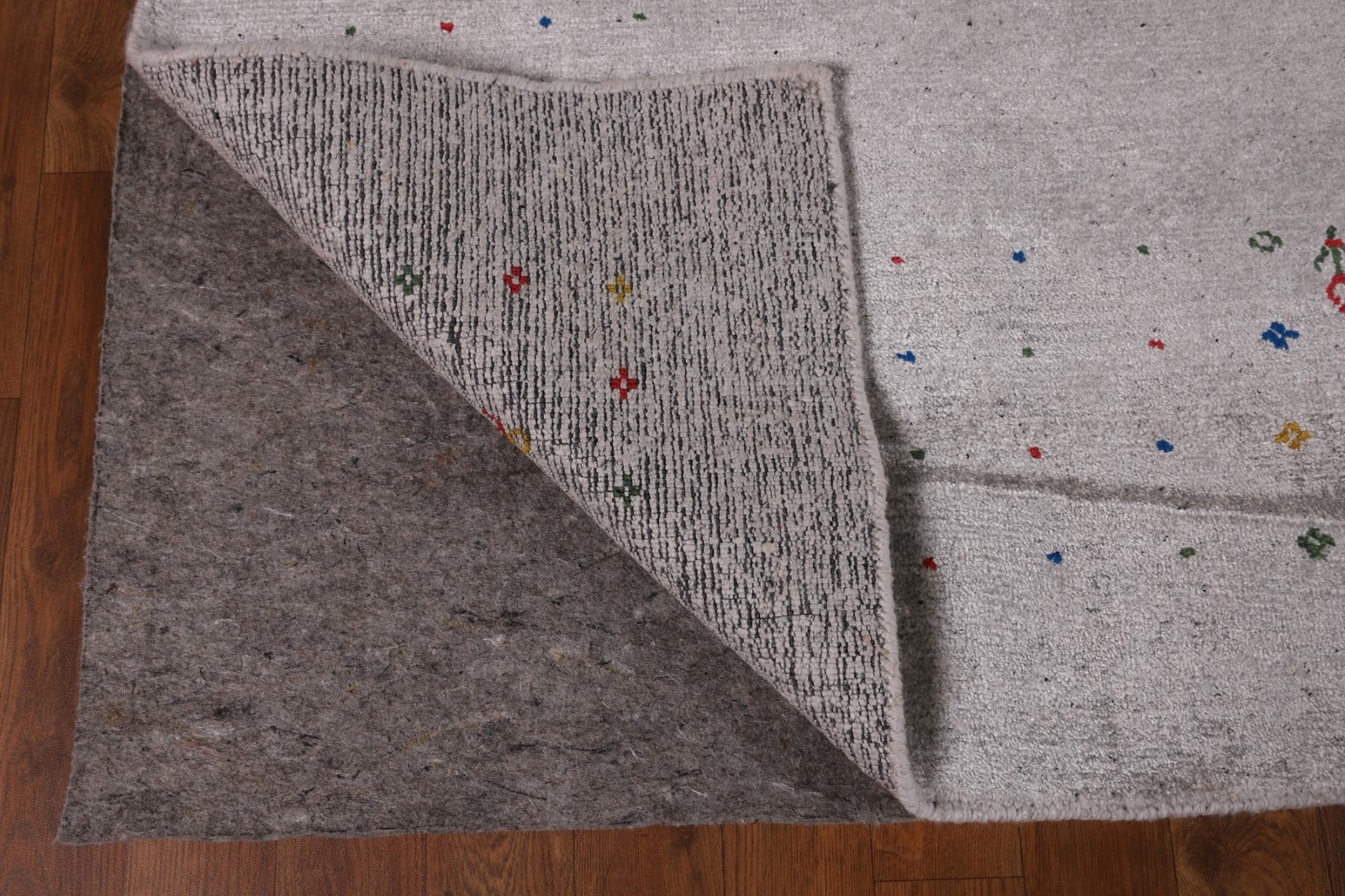 Soft and Plush Gray Silk Gabbeh Area Rug Hand-knotted 8×10 ft