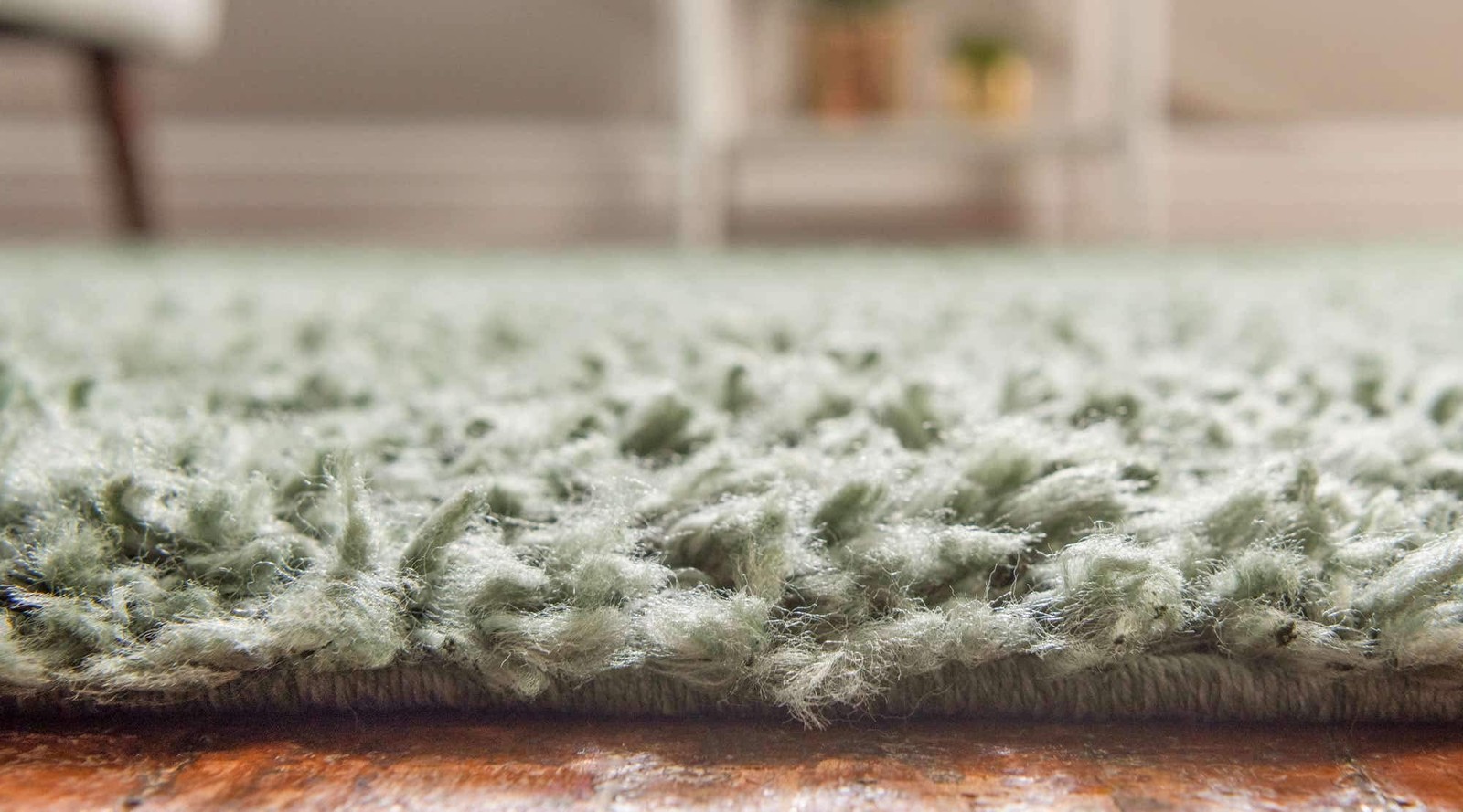 Unique Loom Davos Shag Collection Area Rug – Solid 3 3 Round Sage