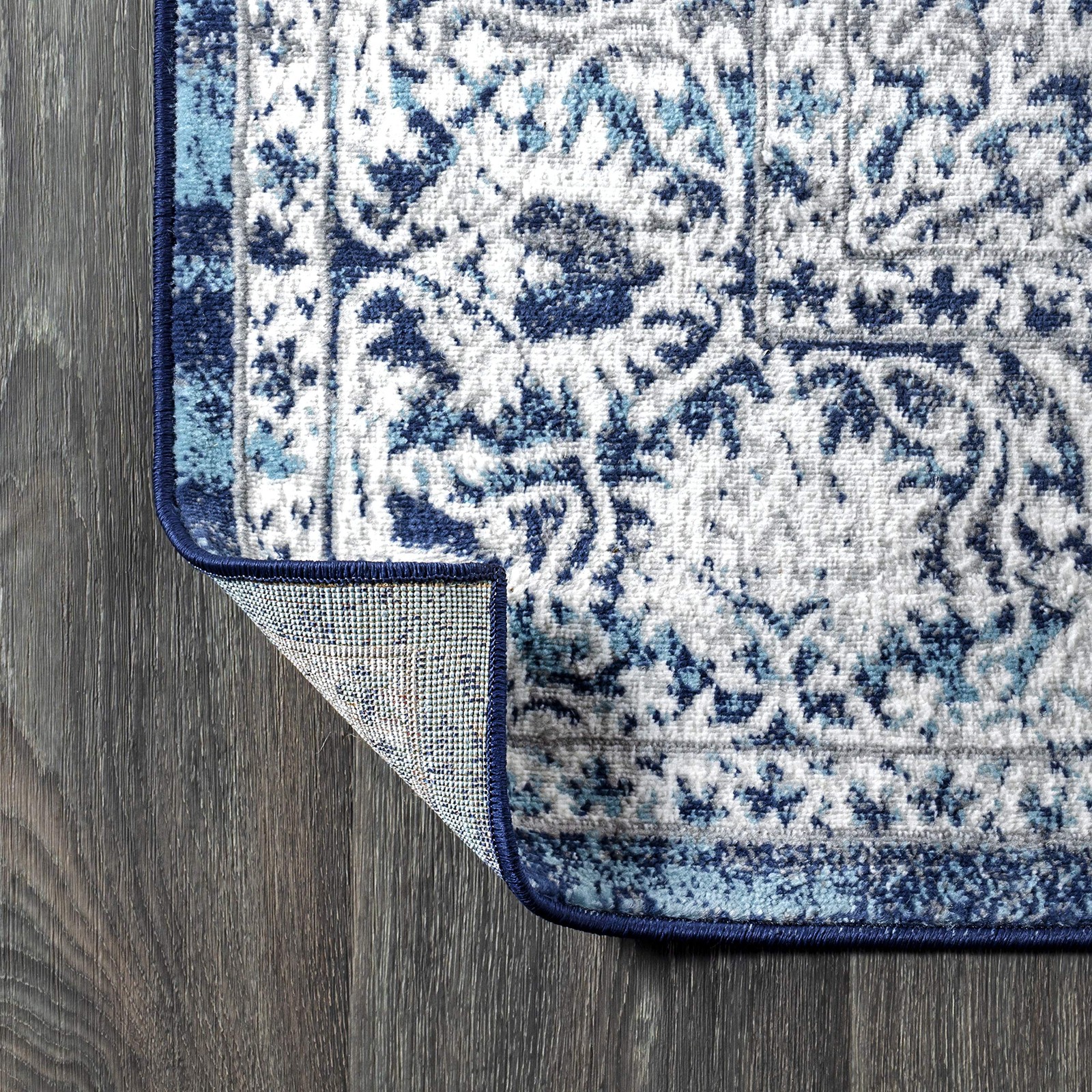 Jonathan Y Modern Vintage Medallion Navy/Light Gray Runner Rug 2X8 Country