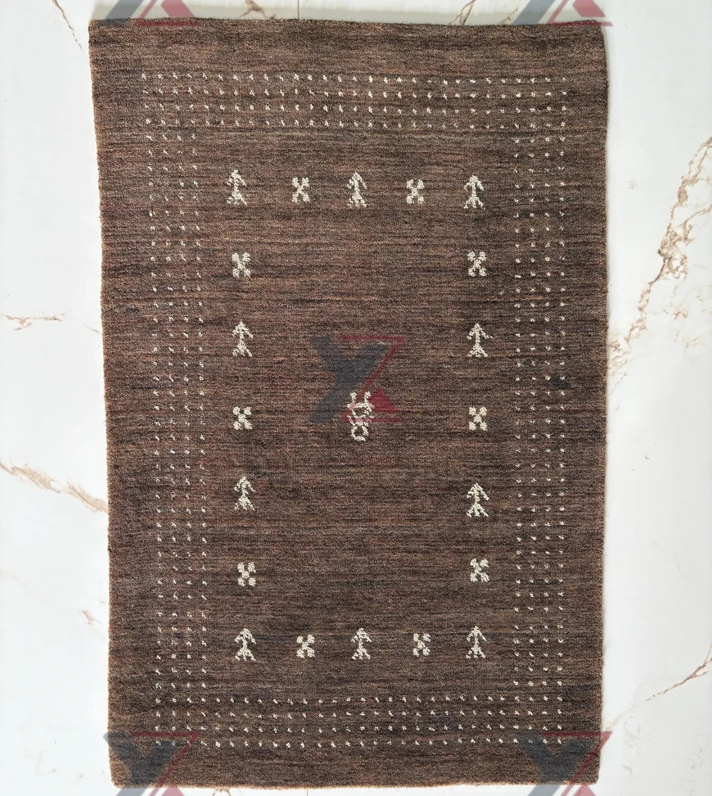 Mustard Tribal Handloom Rug – Yellow Wool Area Rug with Boho Motifs