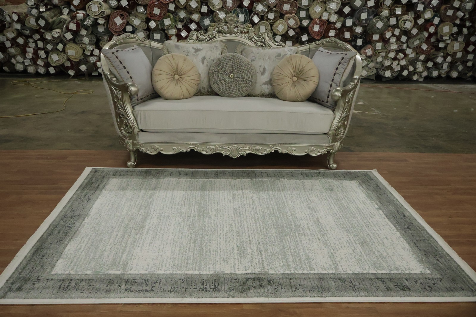 Sophisticated Gray Area Rug 5×8 Ft Modern with Classic Border Design Carpet