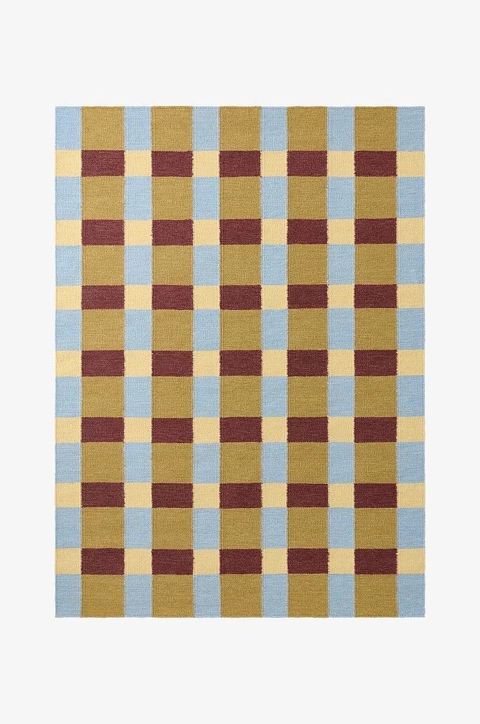 Blue Scandinavian Swedish Kilim Wool Rug Handmade Flat weave Boho Large Area Rug