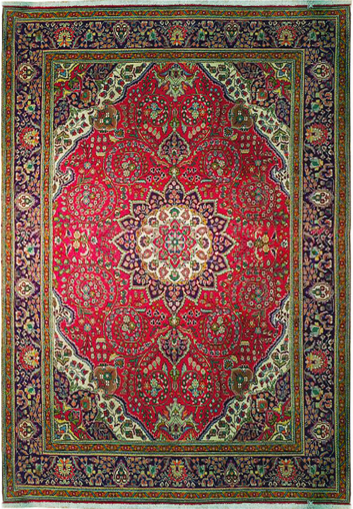 10′ x 13′ Handmade Red Pink Semi Antique Perssiaan Lilihan Rug 73833
