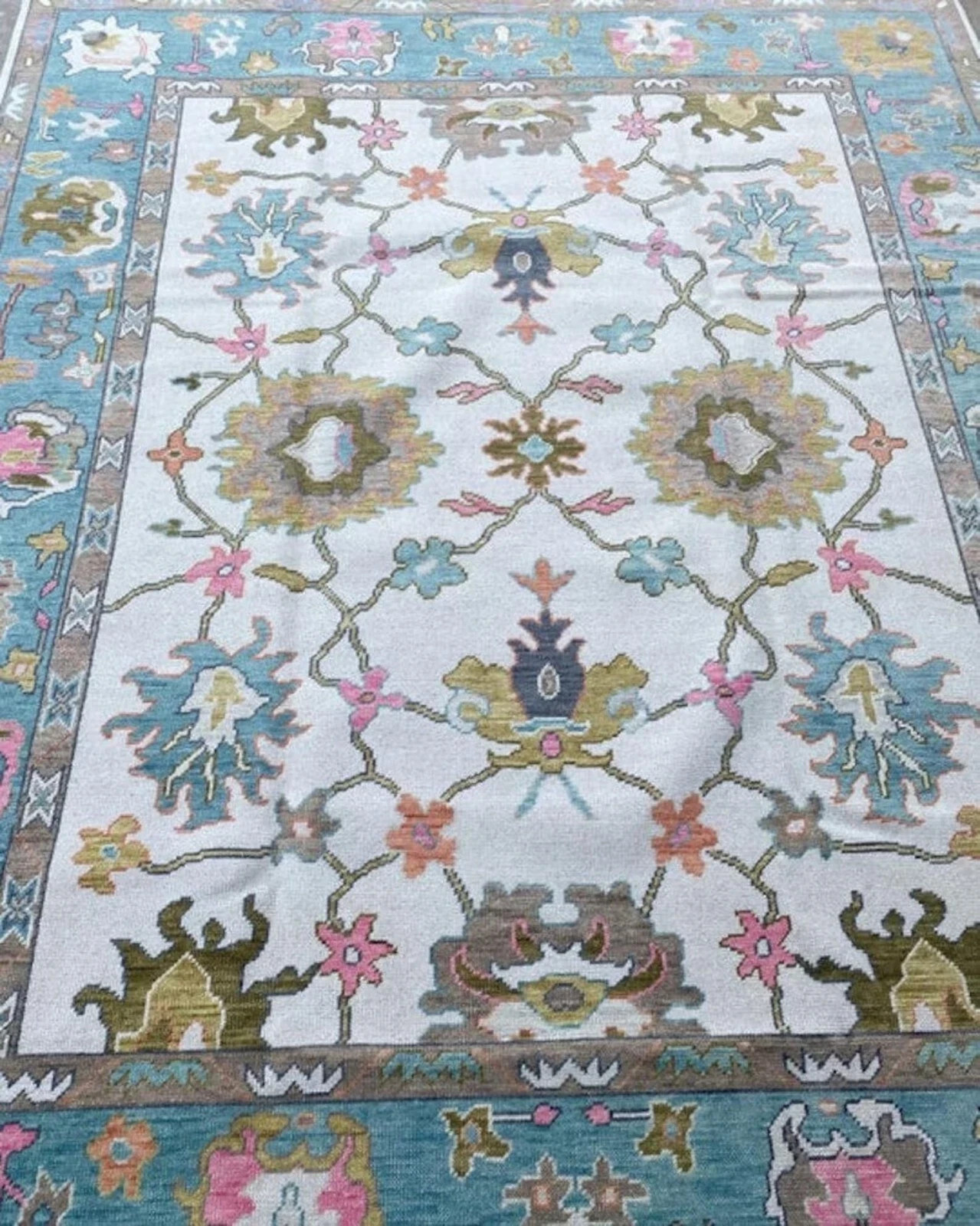 Hand Knotted Transitional Turkish Oushak Wool Rug 4×6 5×8 6×9 8×11 9×12 10×14 ft