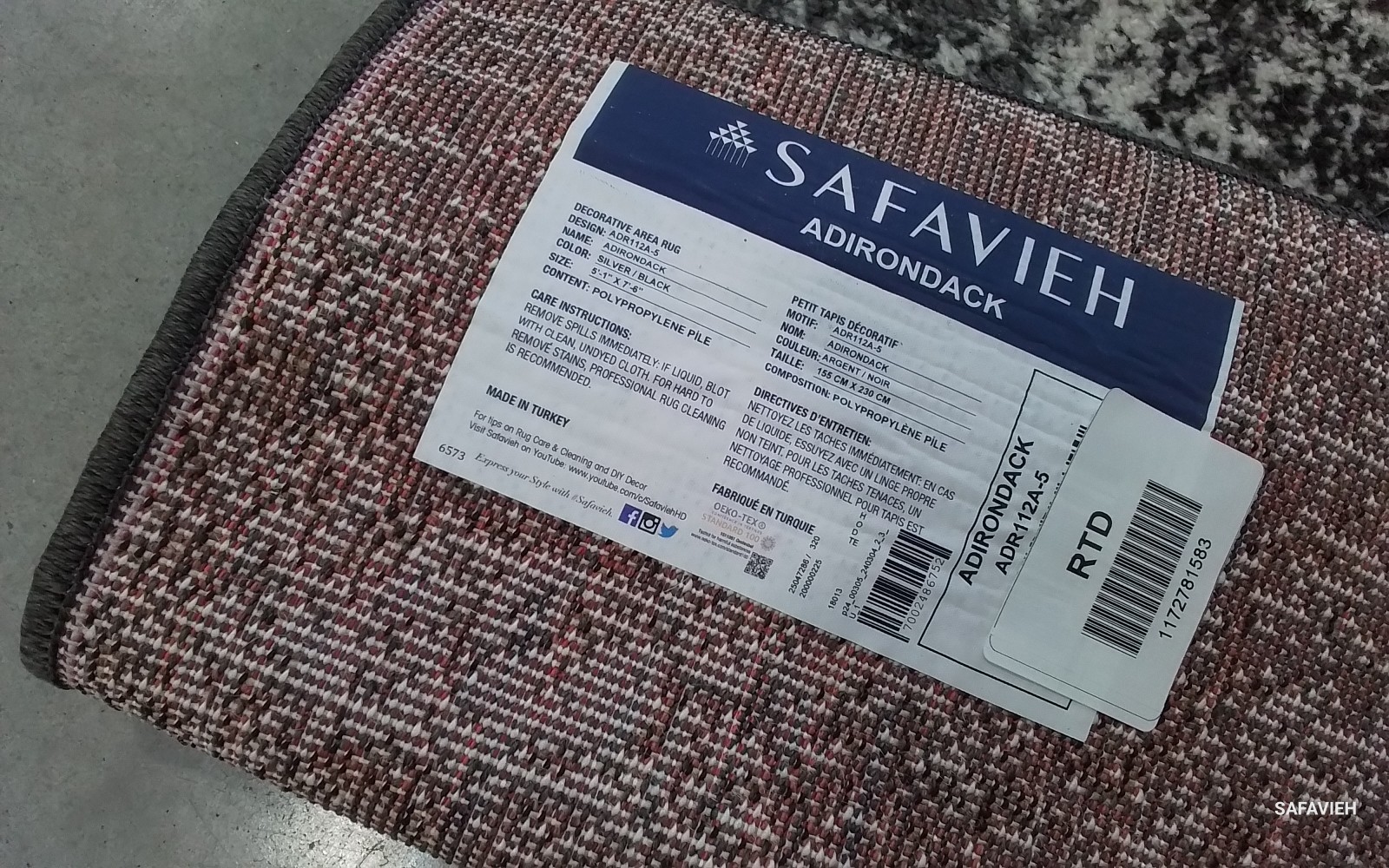 SILVER / BLACK 5′-1″ x 7′-6″ Flaw in Rug, Reduced Price 1172781583 ADR112A-5