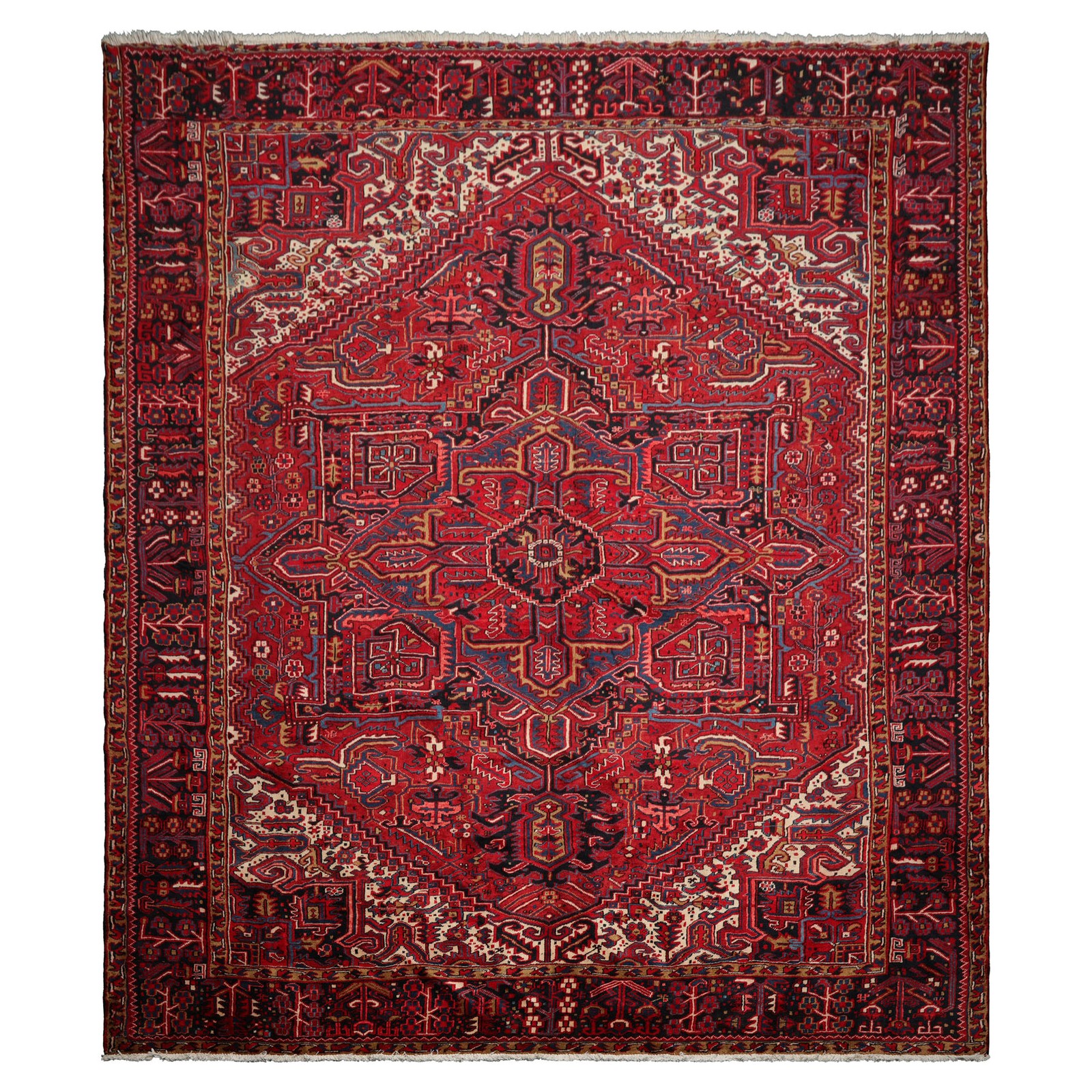 10’4”x12’1” Hand Knotted Wool Red Herizz Traditional Rug