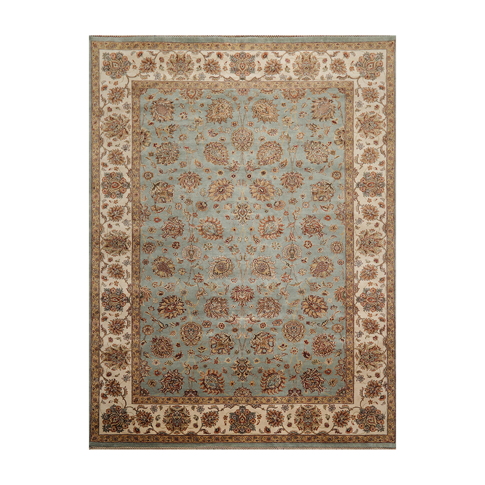 8’6″ x 11’6″ Hand Knotted 100% Wool Agra 200 KPSI Oriental Area Rug Aqua