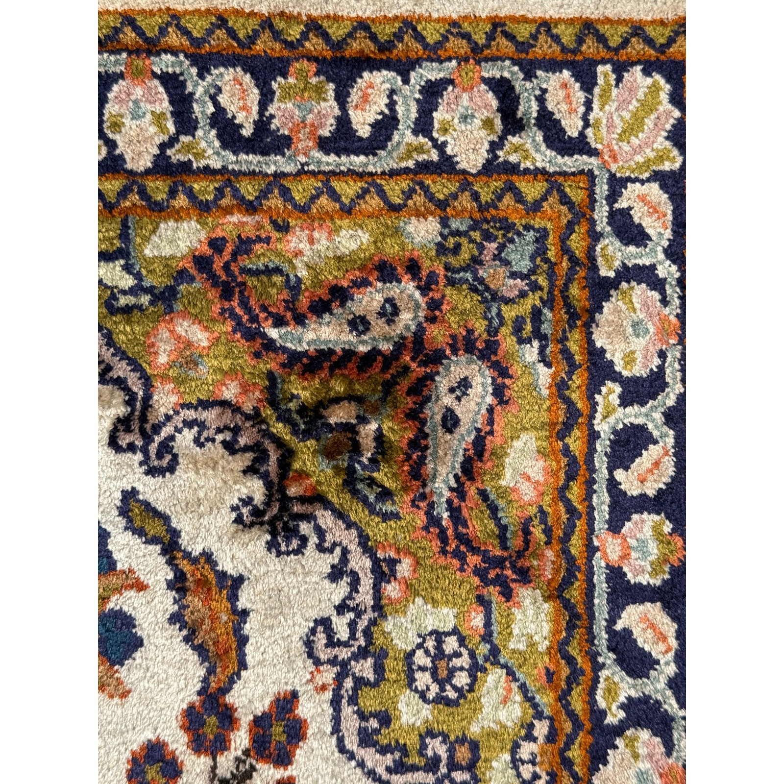 Vintage Traditional Handmade Kashmiri Wool Multicolor Runner Rug 49x17in