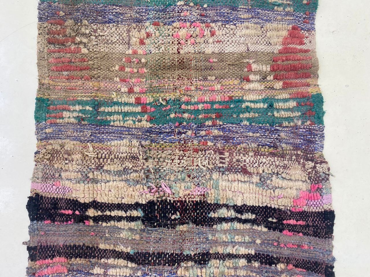 Moroccan Handmade Berber Wool Rug 1’9×6’9 Colorful Authentic Vintage Hallway Rug